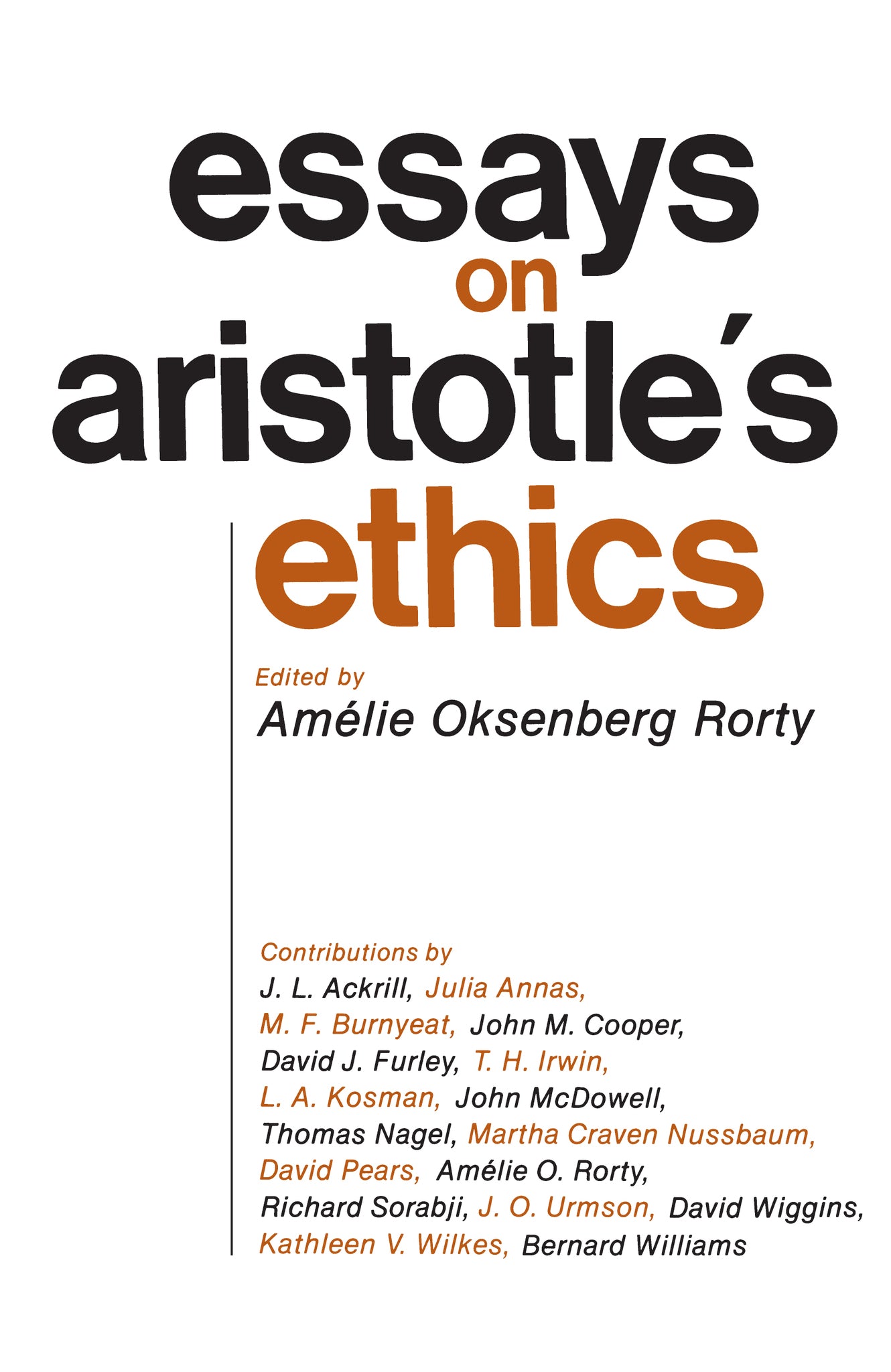 Cover image for Essays on Aristotle's Ethics ISBN 9780520340985