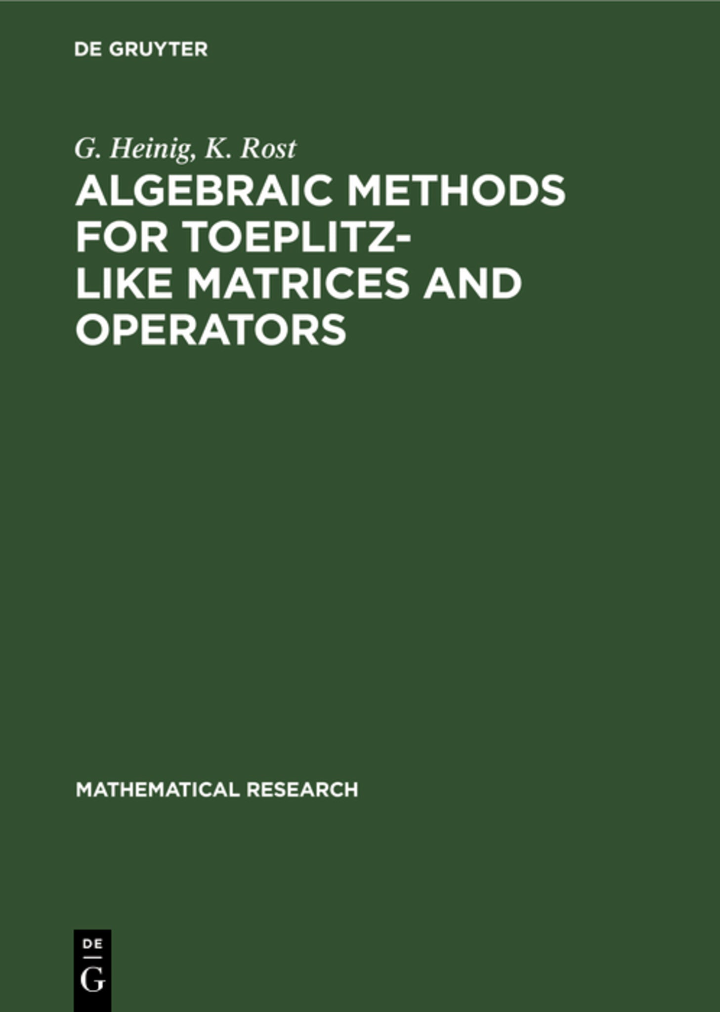 Algebraic Methods for Toeplitz-like Matrices and Operators