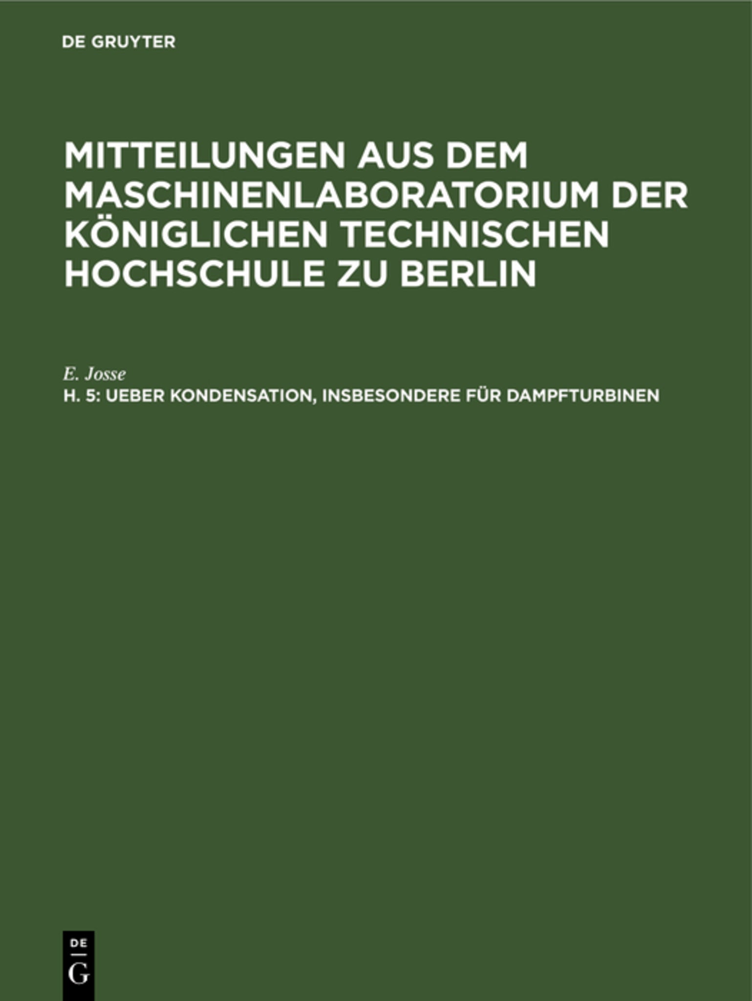 Cover image for Ueber Kondensation, insbesondere für Dampfturbinen ISBN 9783486741476