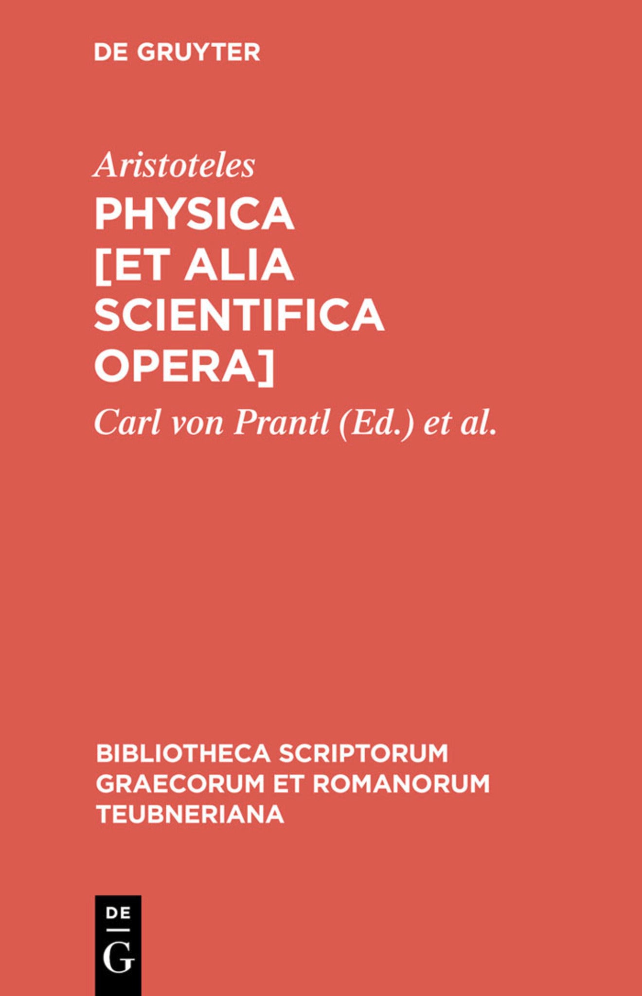 Cover image for Physica [et alia scientifica opera] ISBN 9783110298147