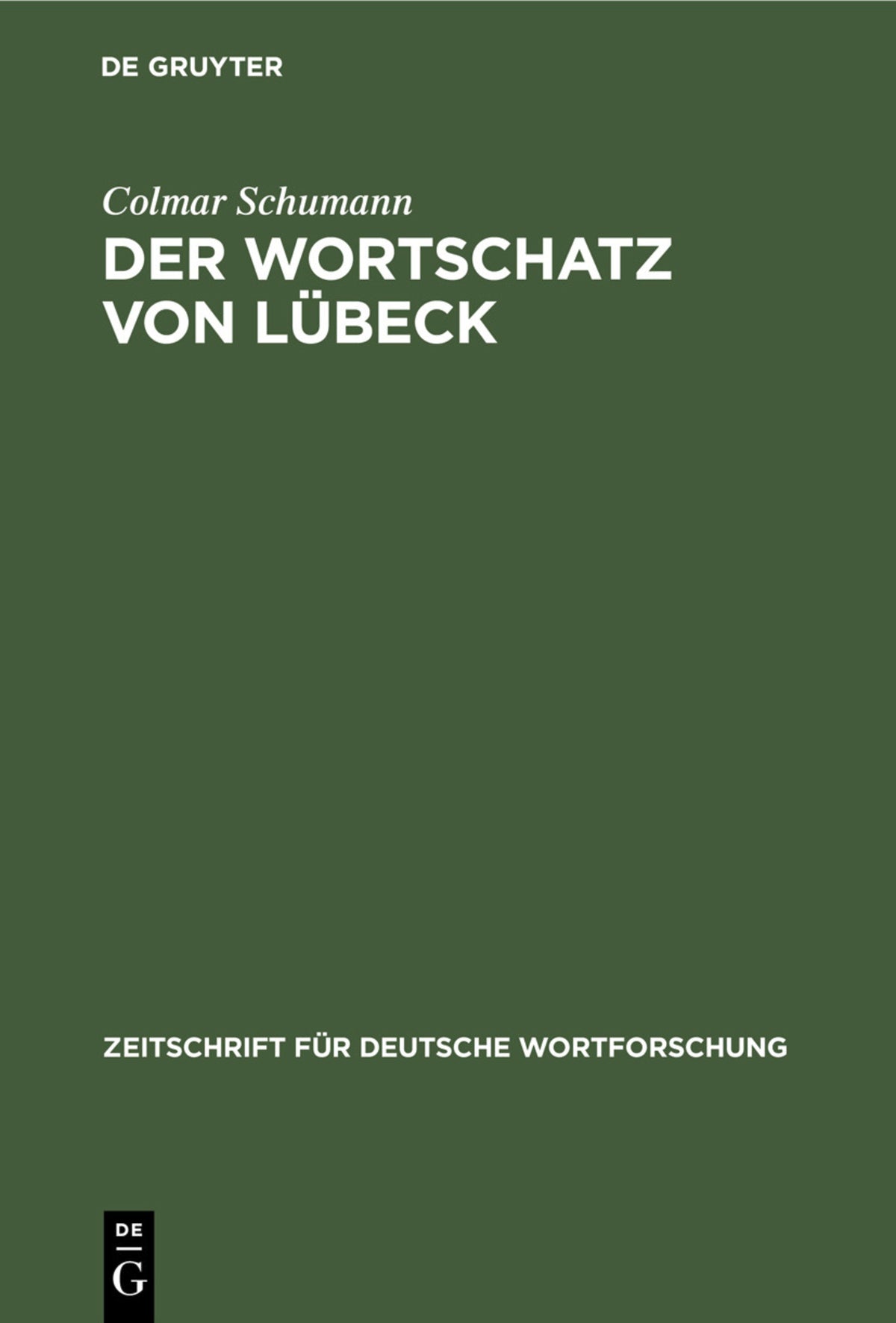 Cover image for Der Wortschatz von Lübeck ISBN 9783111049489