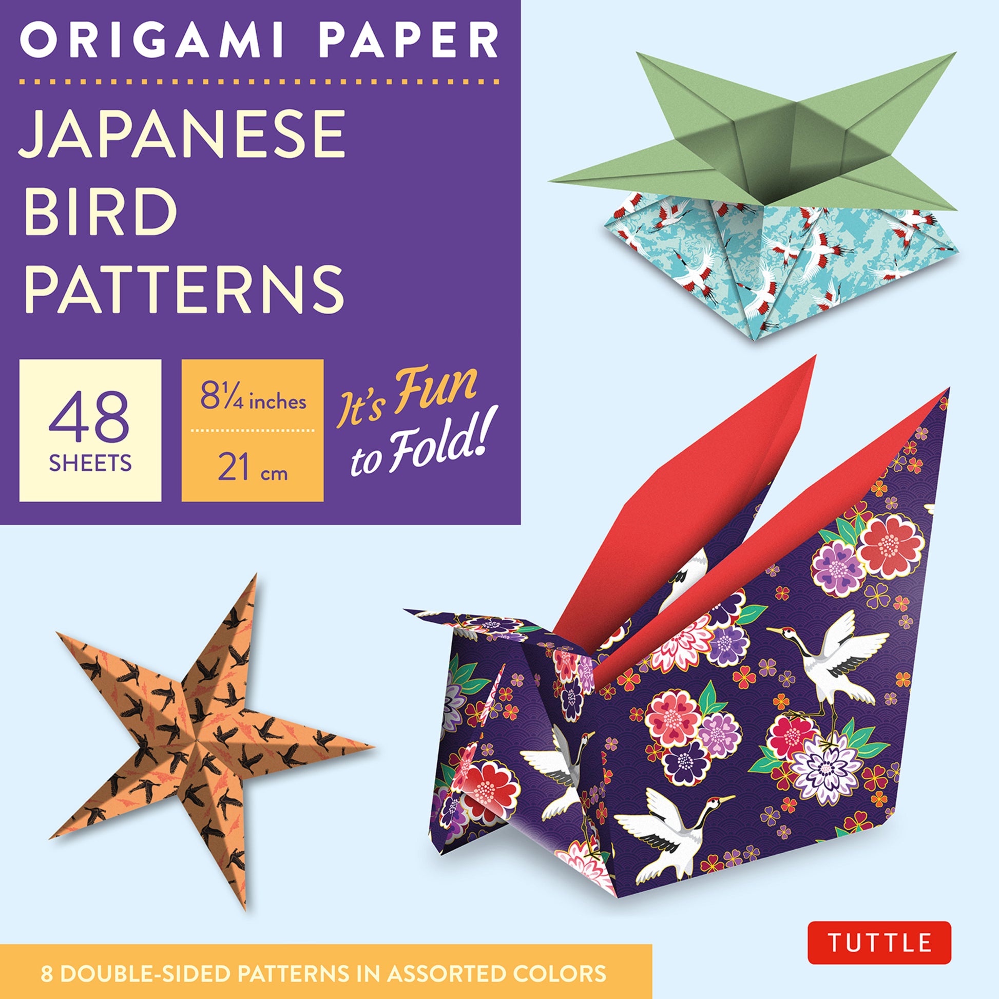 Origami Paper - Japanese Bird Patterns - 8 1/4" - 48 Sheets