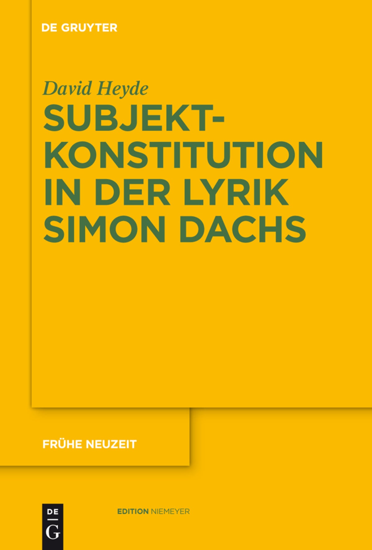 Cover image for Subjektkonstitution in der Lyrik Simon Dachs ISBN 9783110234602