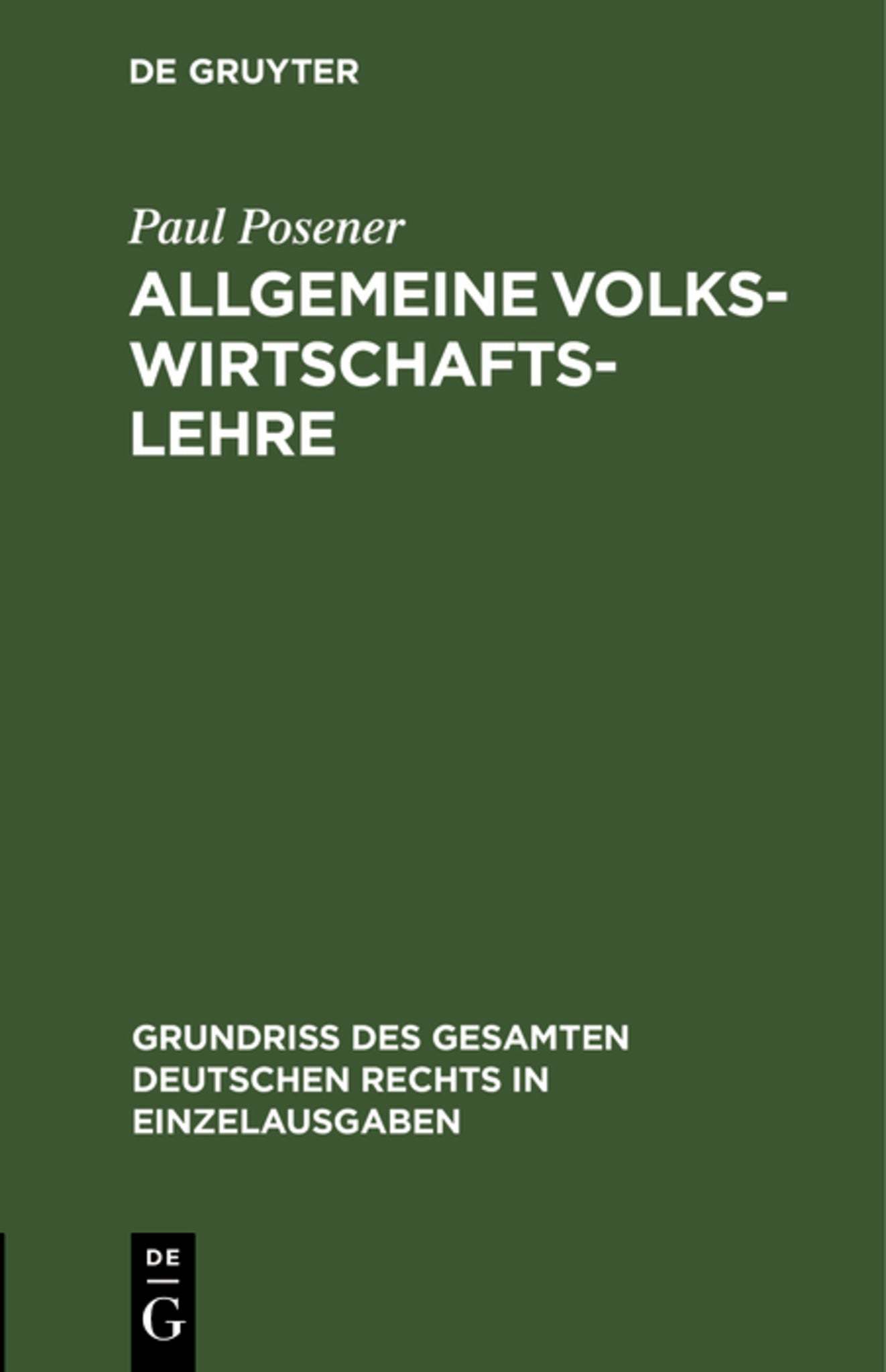 Allgemeine Volkswirtschaftslehre