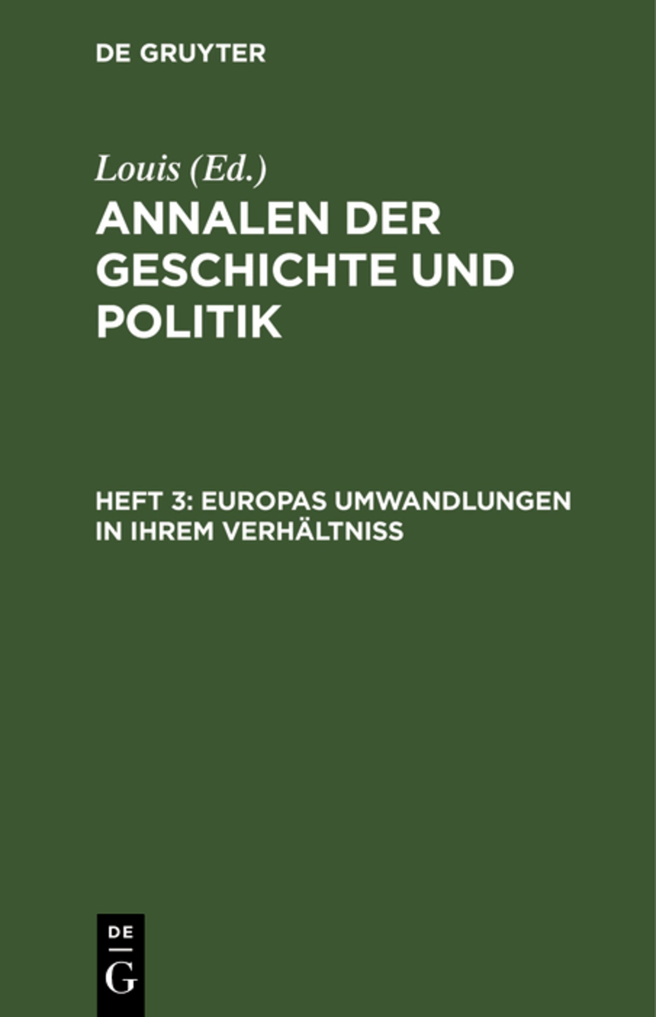 Europas Umwandlungen in ihrem Verhältniß