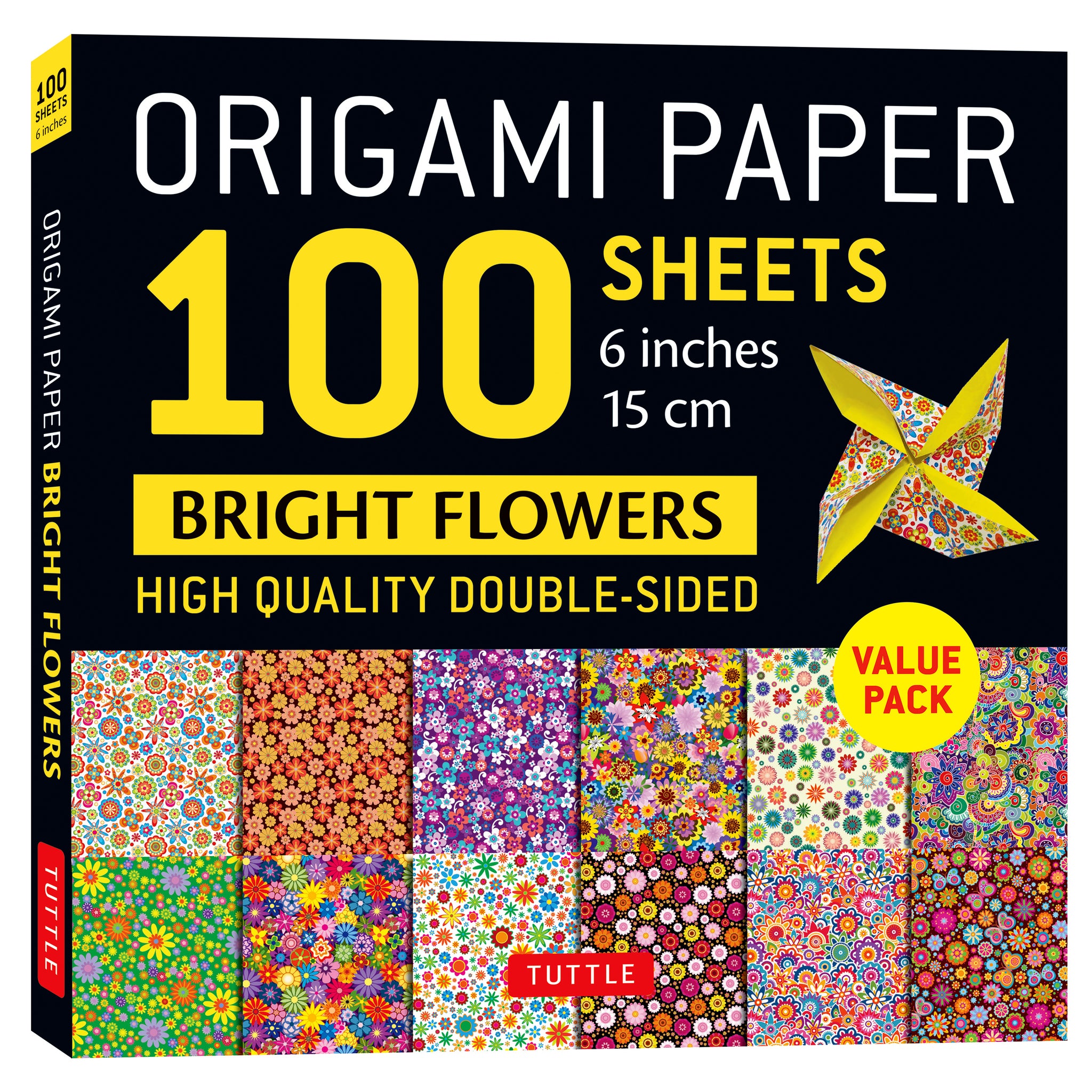 Origami Paper 100 Sheets Bright Flowers 6" (15 cm)