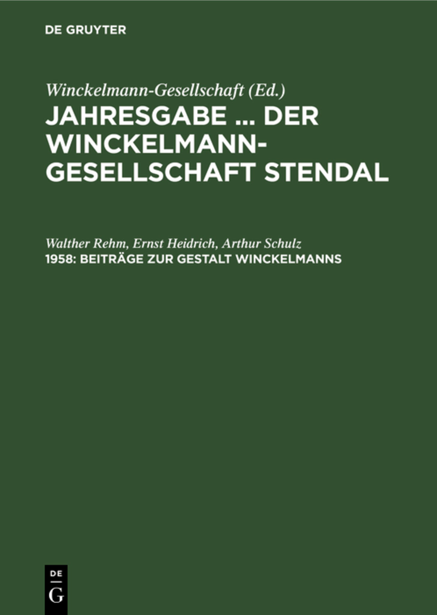 Beiträge zur Gestalt Winckelmanns