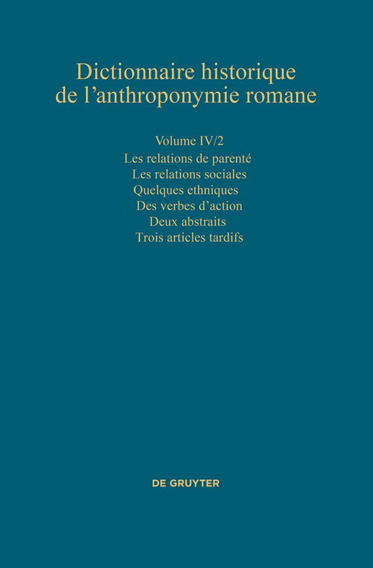 Les relations de parenté – les relations sociales – quelques ethniques – des verbes d’action – deux abstraits – trois articles tardifs