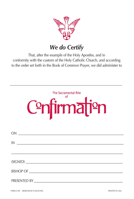 Confirmation Certificate #210R