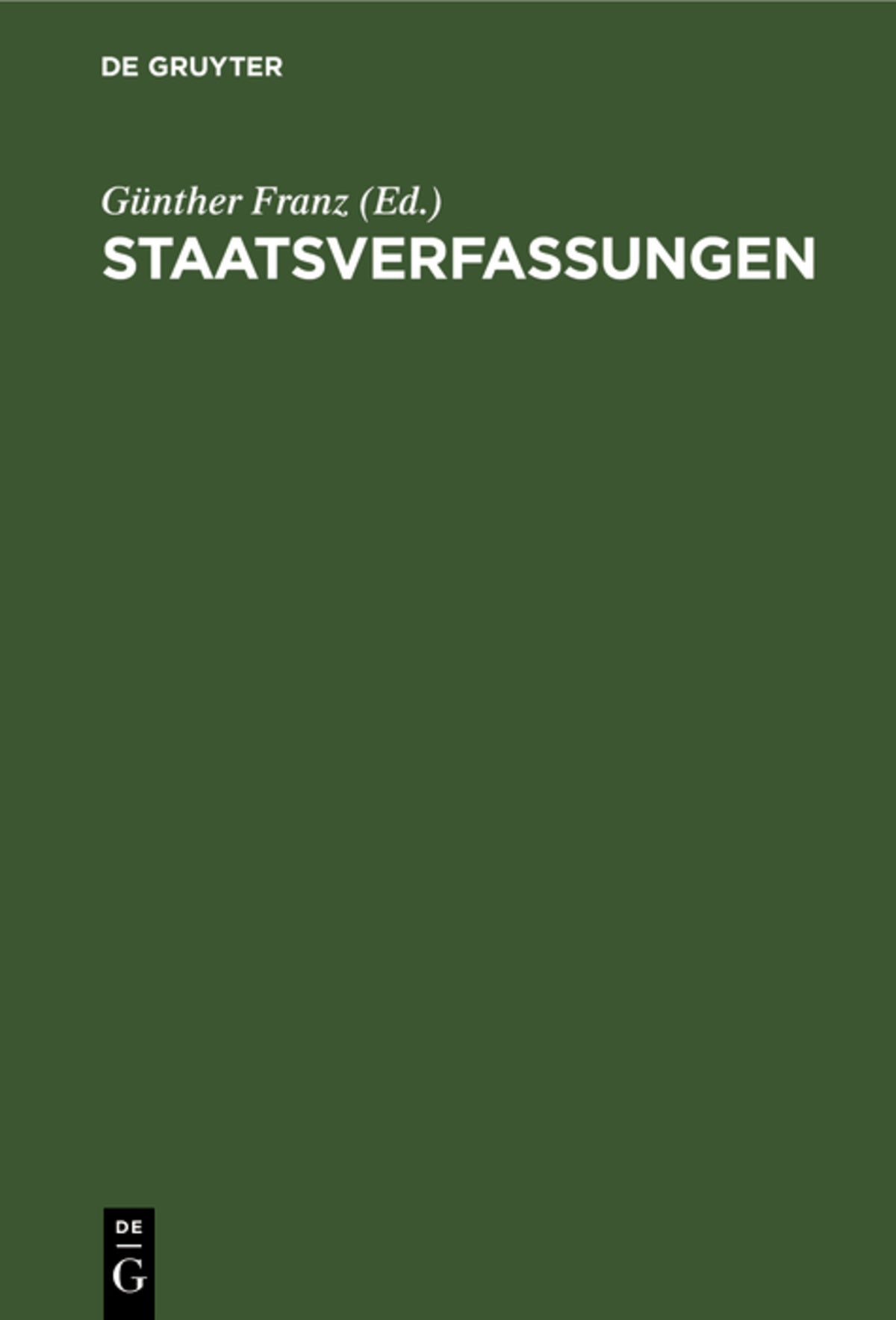 Cover image for Staatsverfassungen ISBN 9783486779141