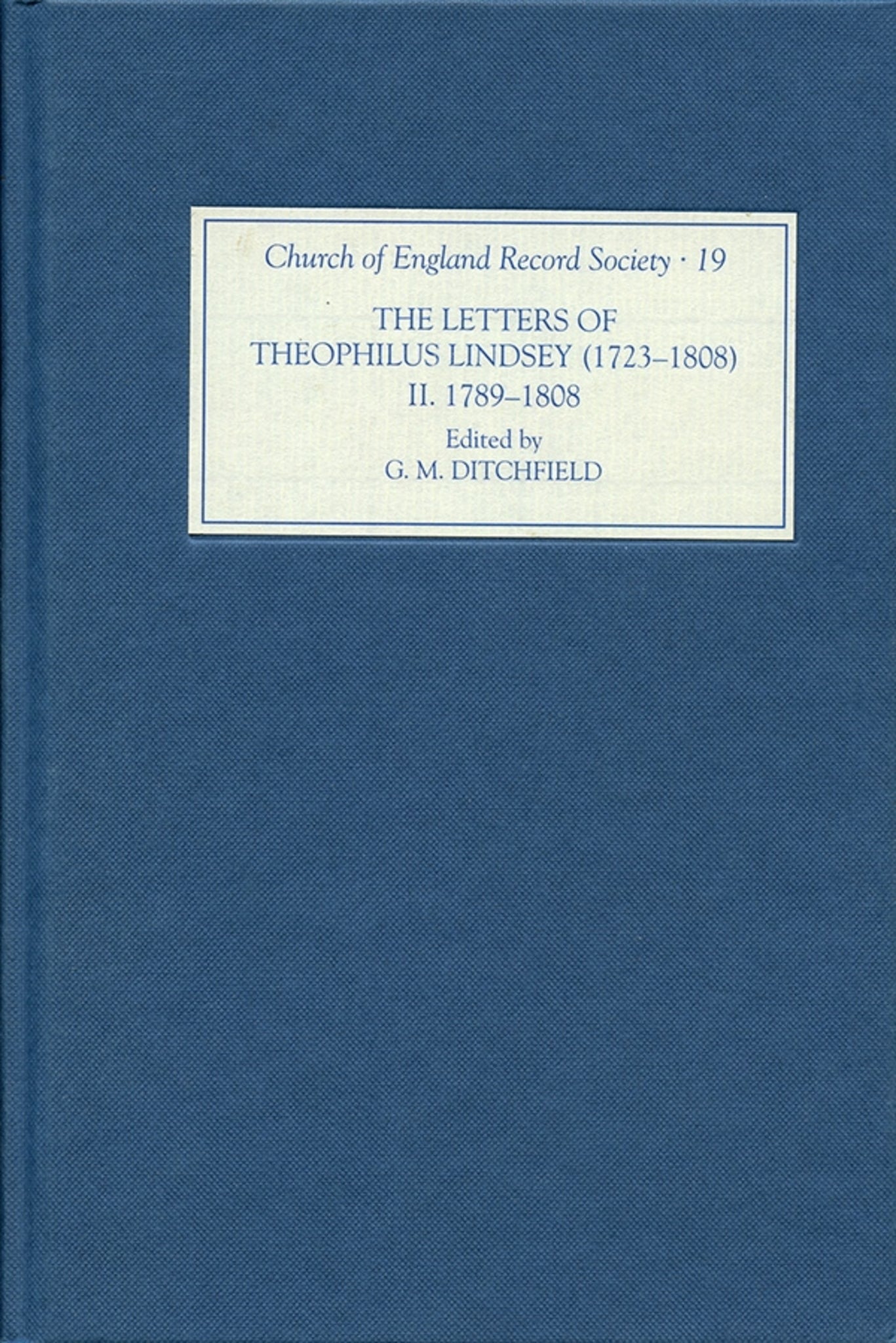 Cover image for The Letters of Theophilus Lindsey (1723-1808) ISBN 9781843837428