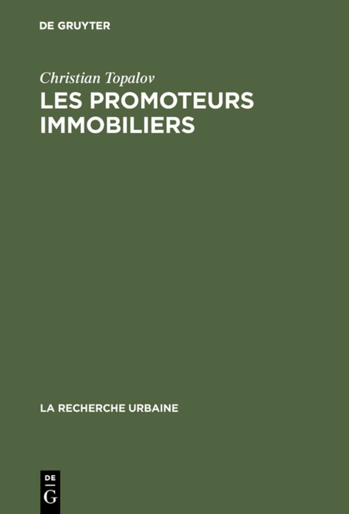 Cover image for Les promoteurs immobiliers ISBN 9783111166452