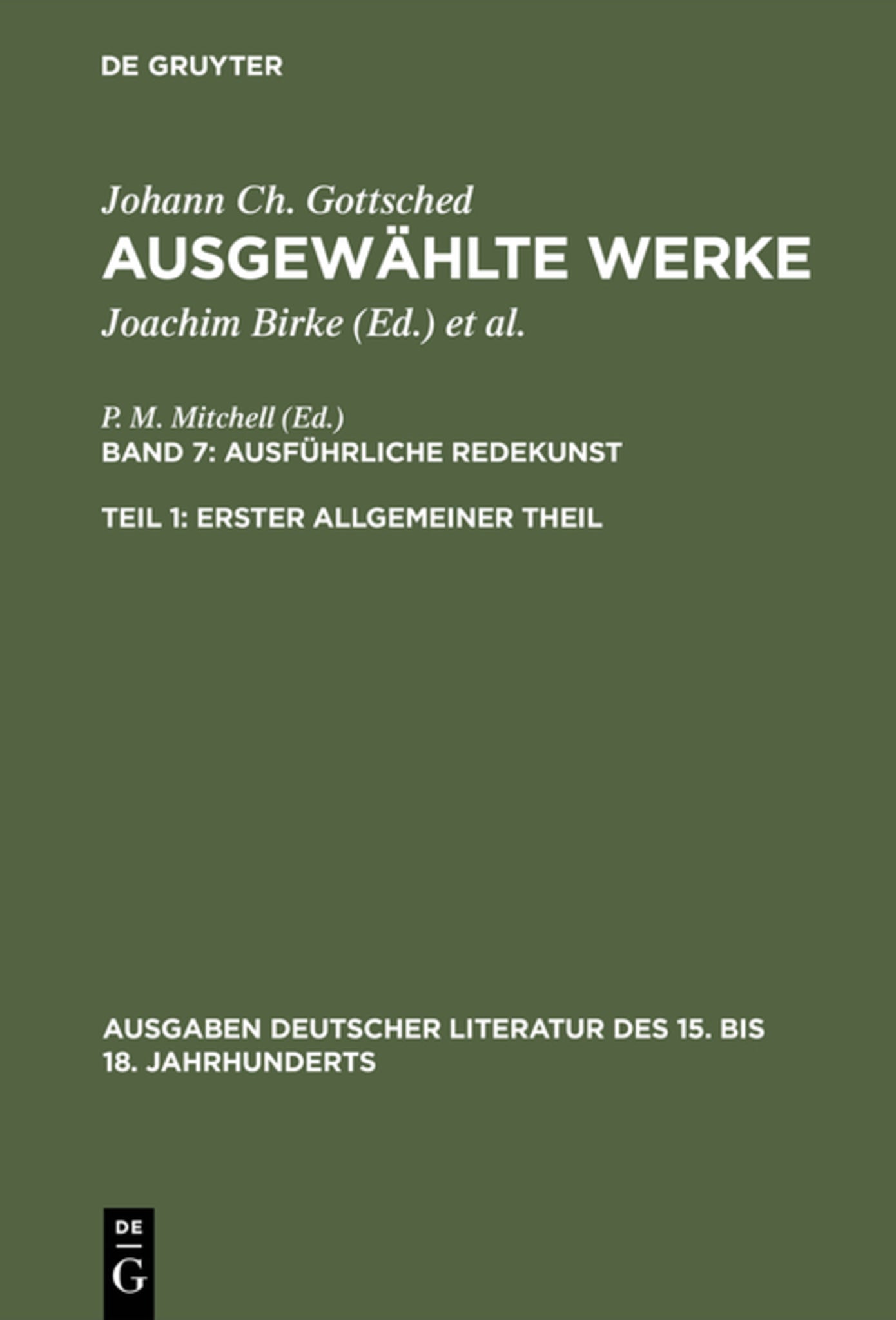 Ausführliche Redekunst. Erster Allgemeiner Theil