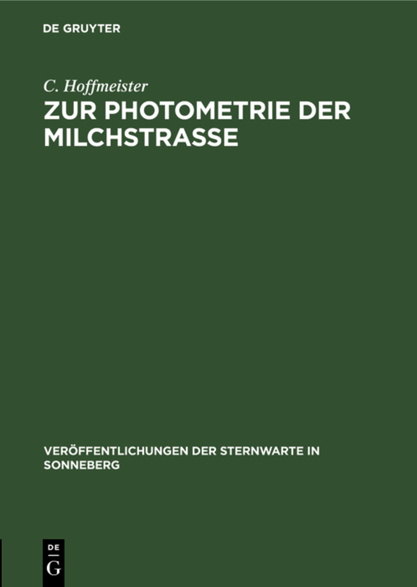 Zur Photometrie der Milchstraße