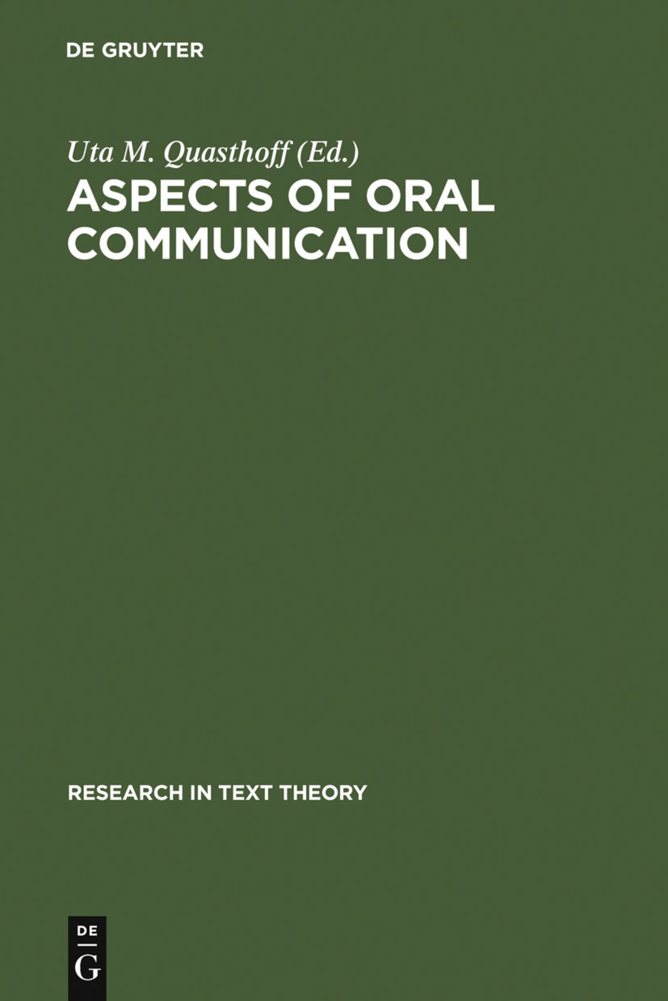 Cover image for Aspects of Oral Communication ISBN 9783110144659