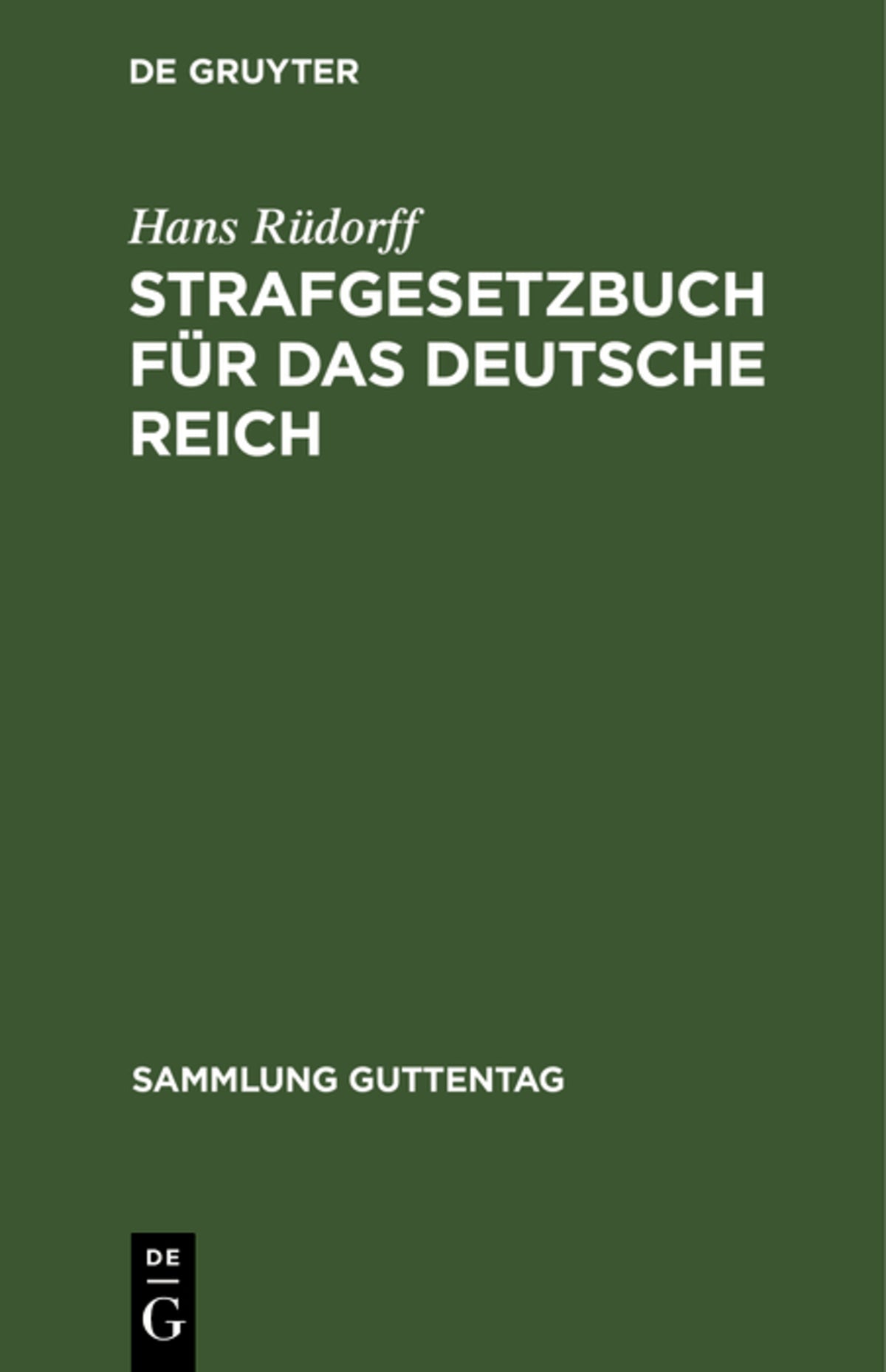 Cover image for Strafgesetzbuch für das Deutsche Reich ISBN 9783111156057