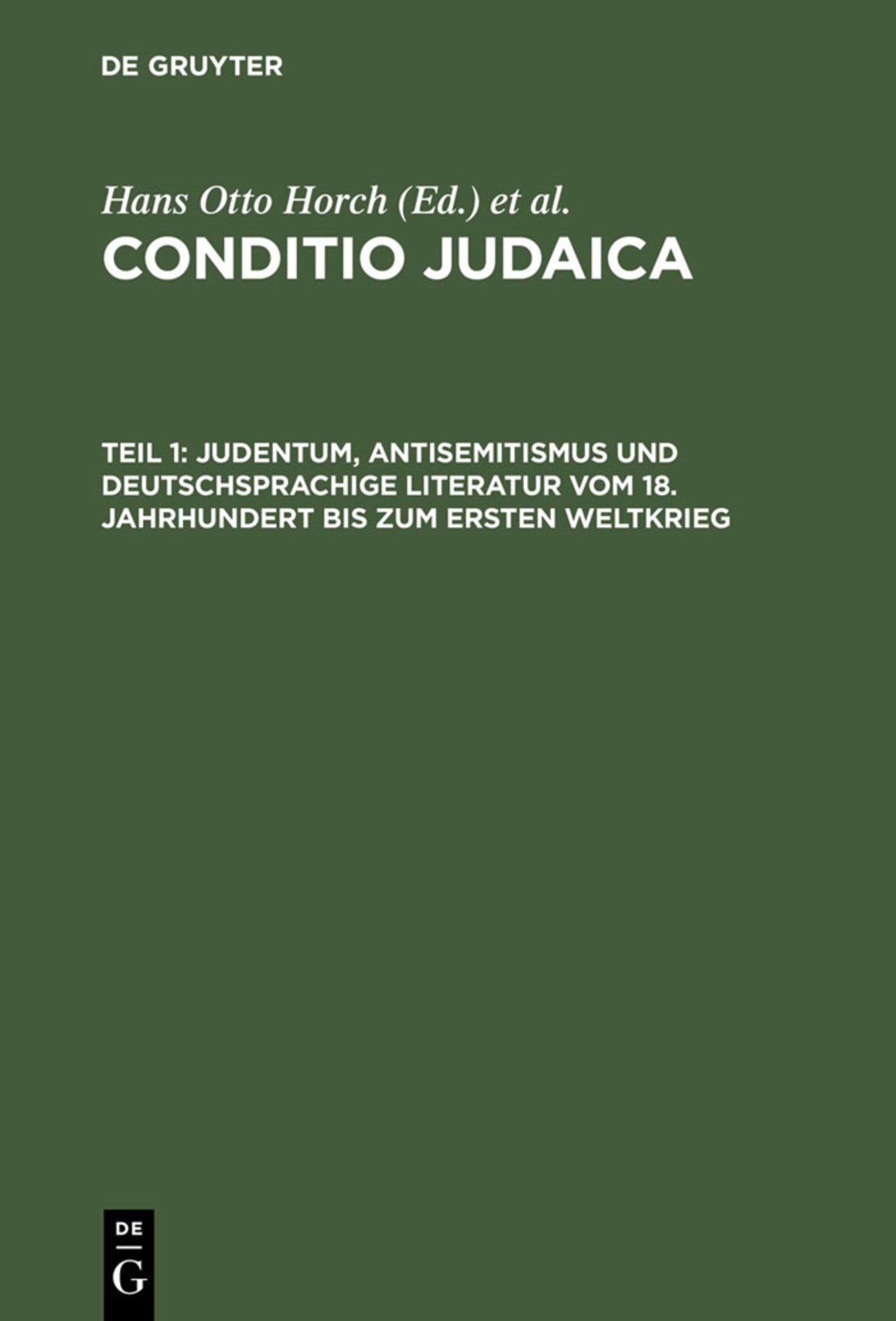 Judentum, Antisemitismus und deutschsprachige Literatur vom 18. Jahrhundert bis zum Ersten Weltkrieg