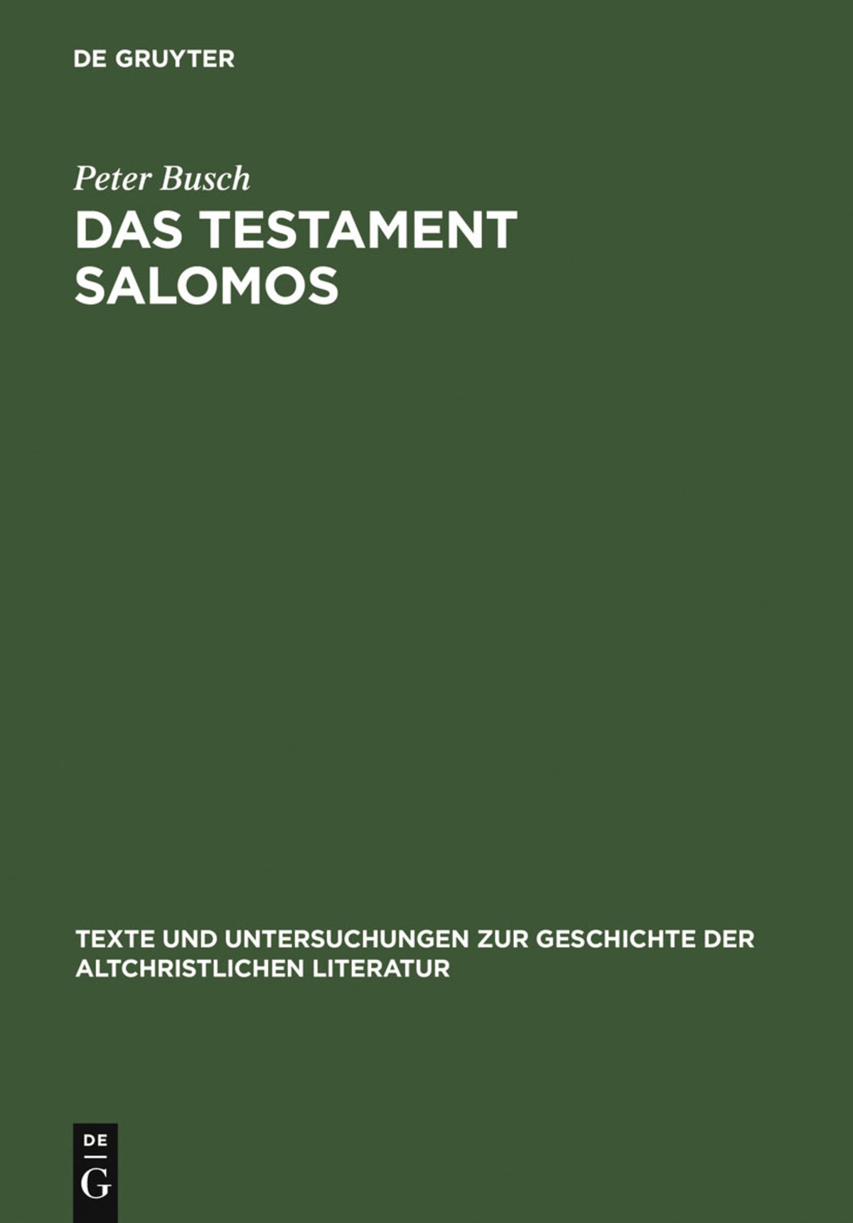 Cover image for Das Testament Salomos ISBN 9783110185287