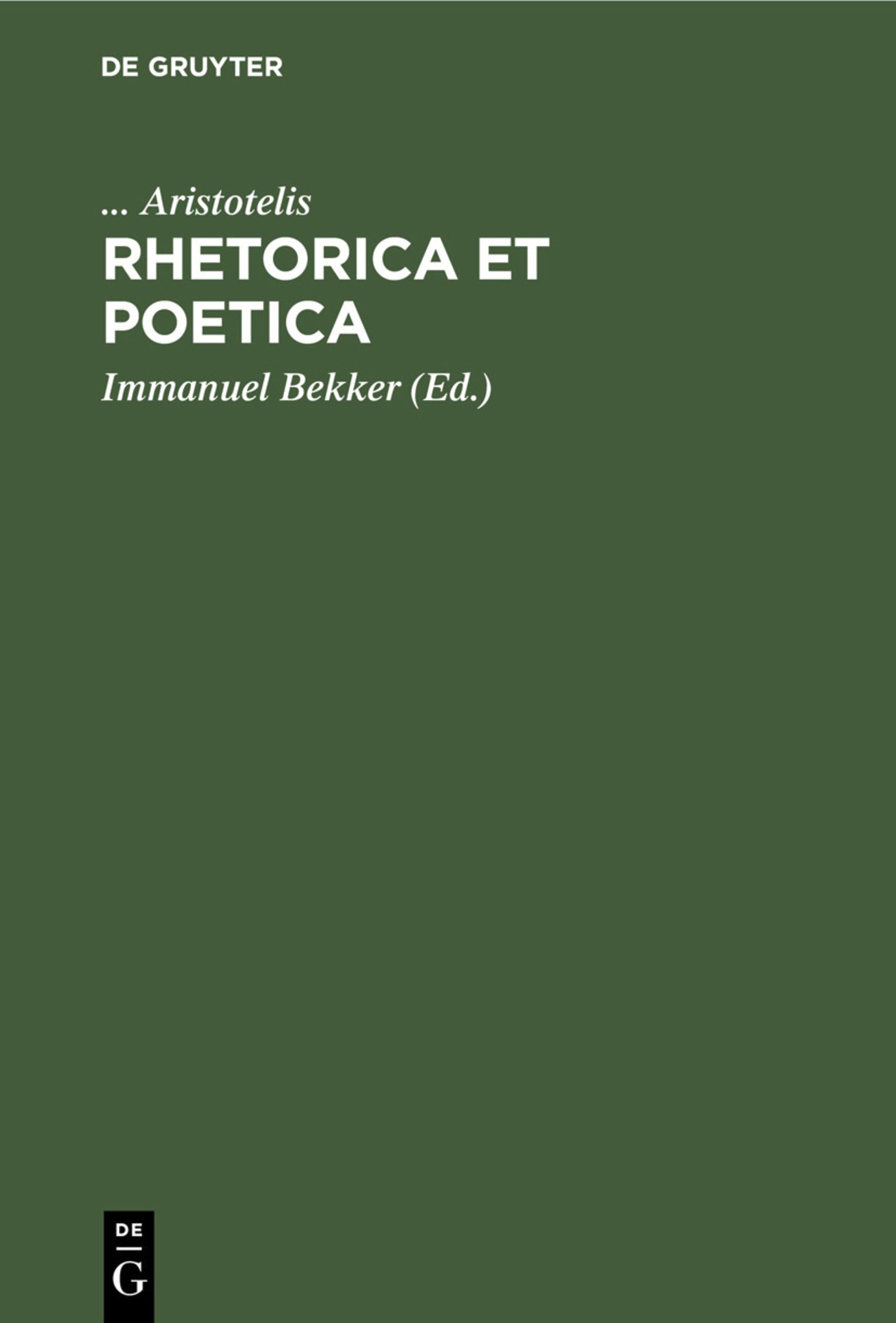 Cover image for Rhetorica Et Poetica ISBN 9783112413470
