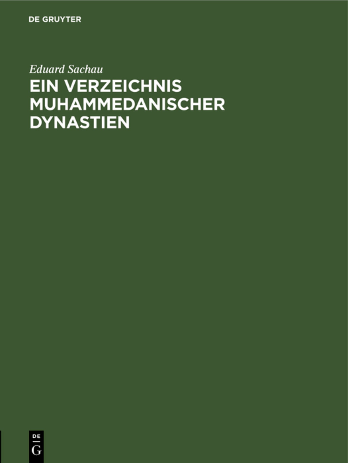 Ein Verzeichnis Muhammedanischer Dynastien