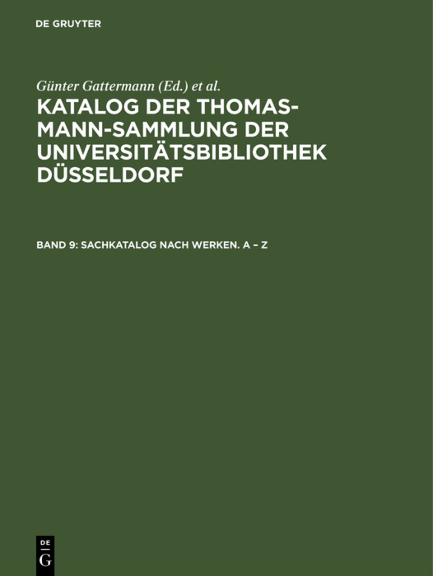 Sachkatalog nach Werken. A – Z
