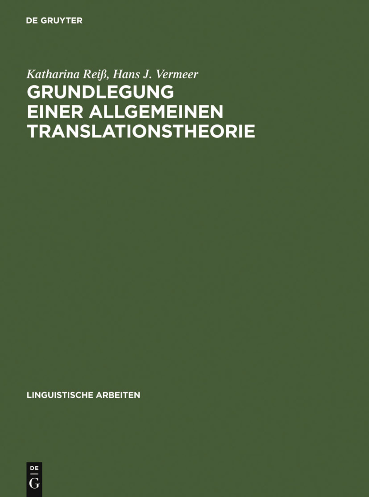 Cover image for Grundlegung einer allgemeinen Translationstheorie ISBN 9783484301474