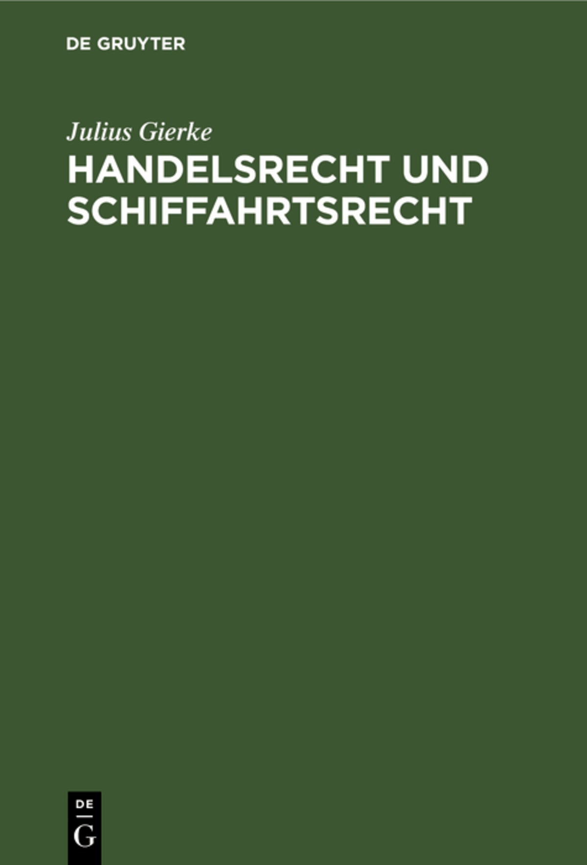 Cover image for Handelsrecht und Schiffahrtsrecht ISBN 9783111089263
