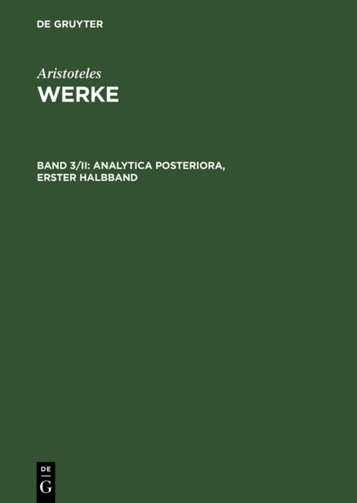 Cover image for Analytica posteriora ISBN 9783050017969