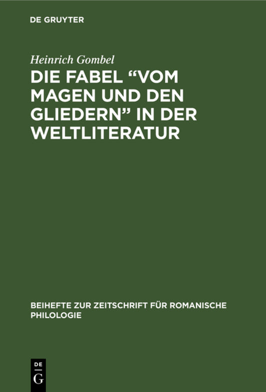 Die Fabel “Vom Magen und den Gliedern” in der Weltliteratur