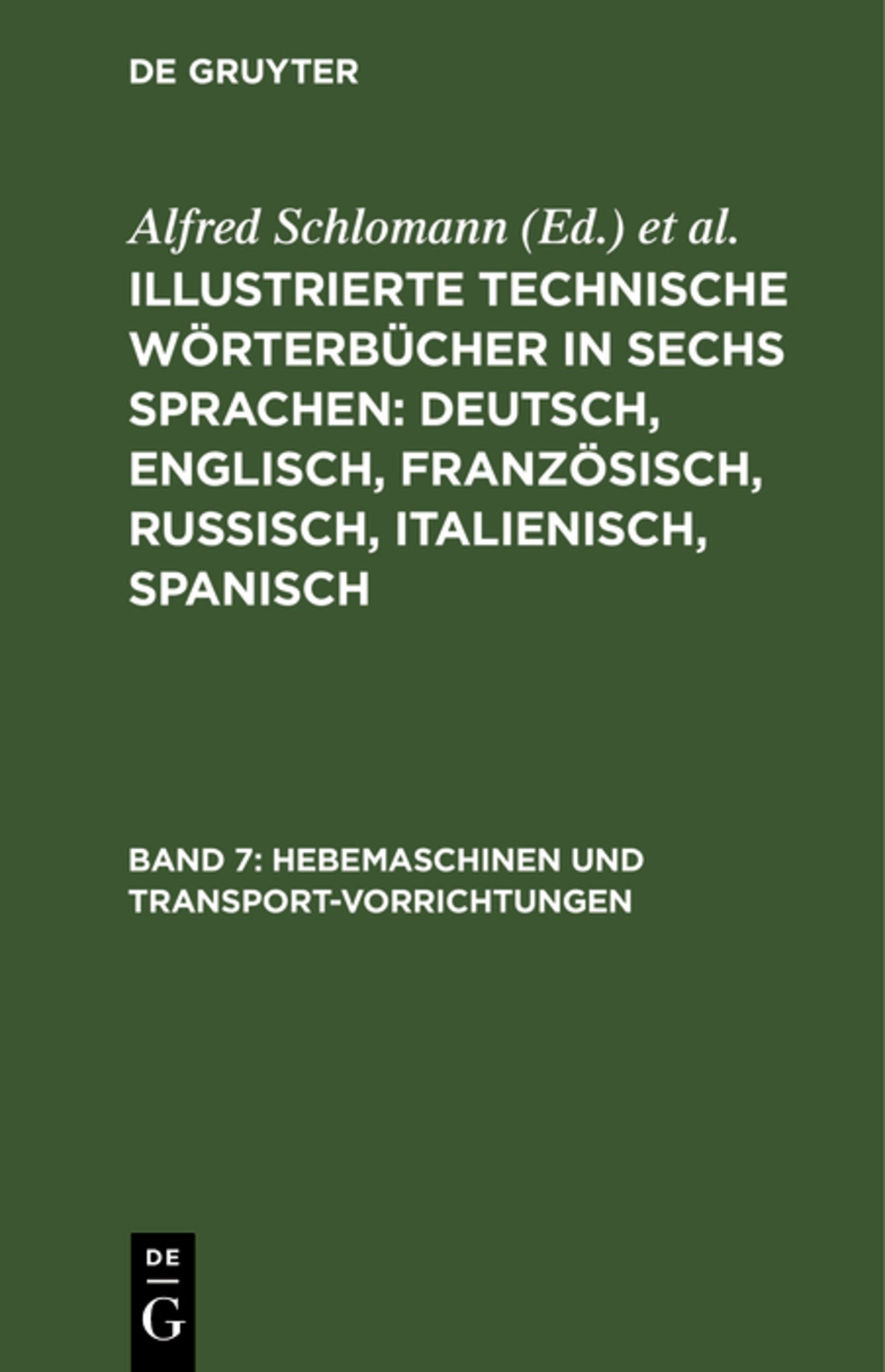Cover image for Hebemaschinen und Transport-Vorrichtungen ISBN 9783486739428