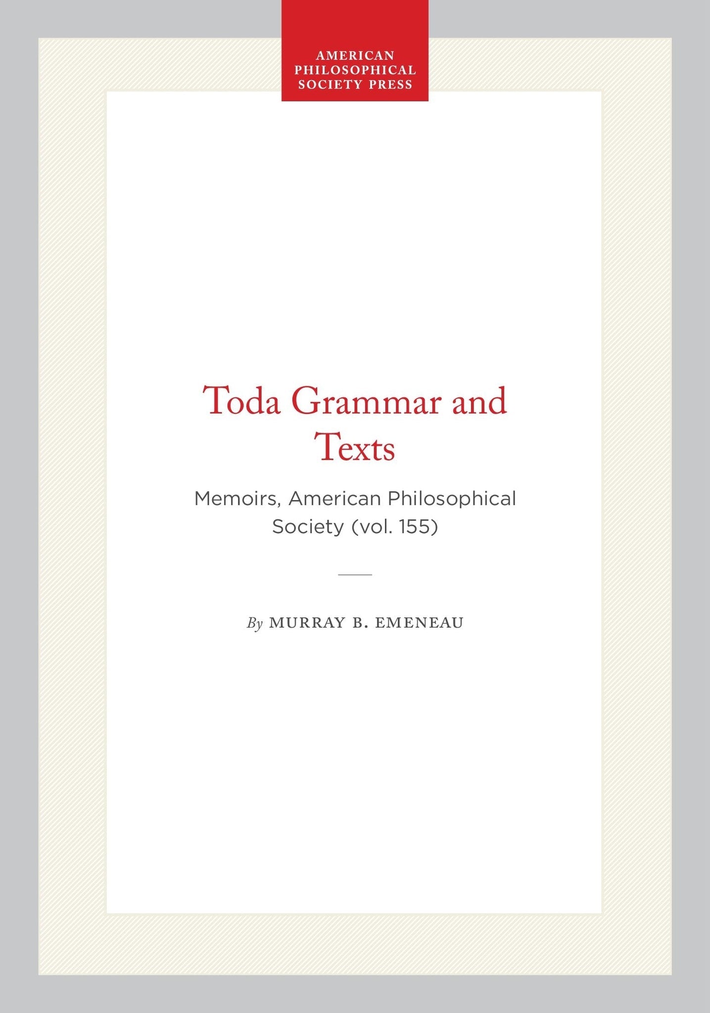 Toda Grammar and Texts