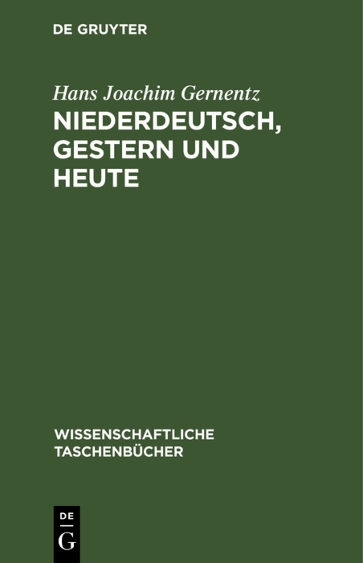 Cover image for Niederdeutsch, gestern und heute ISBN 9783112540992
