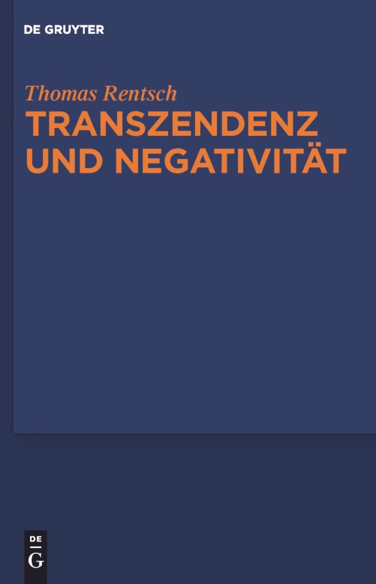 Cover image for Transzendenz und Negativität ISBN 9783110214963