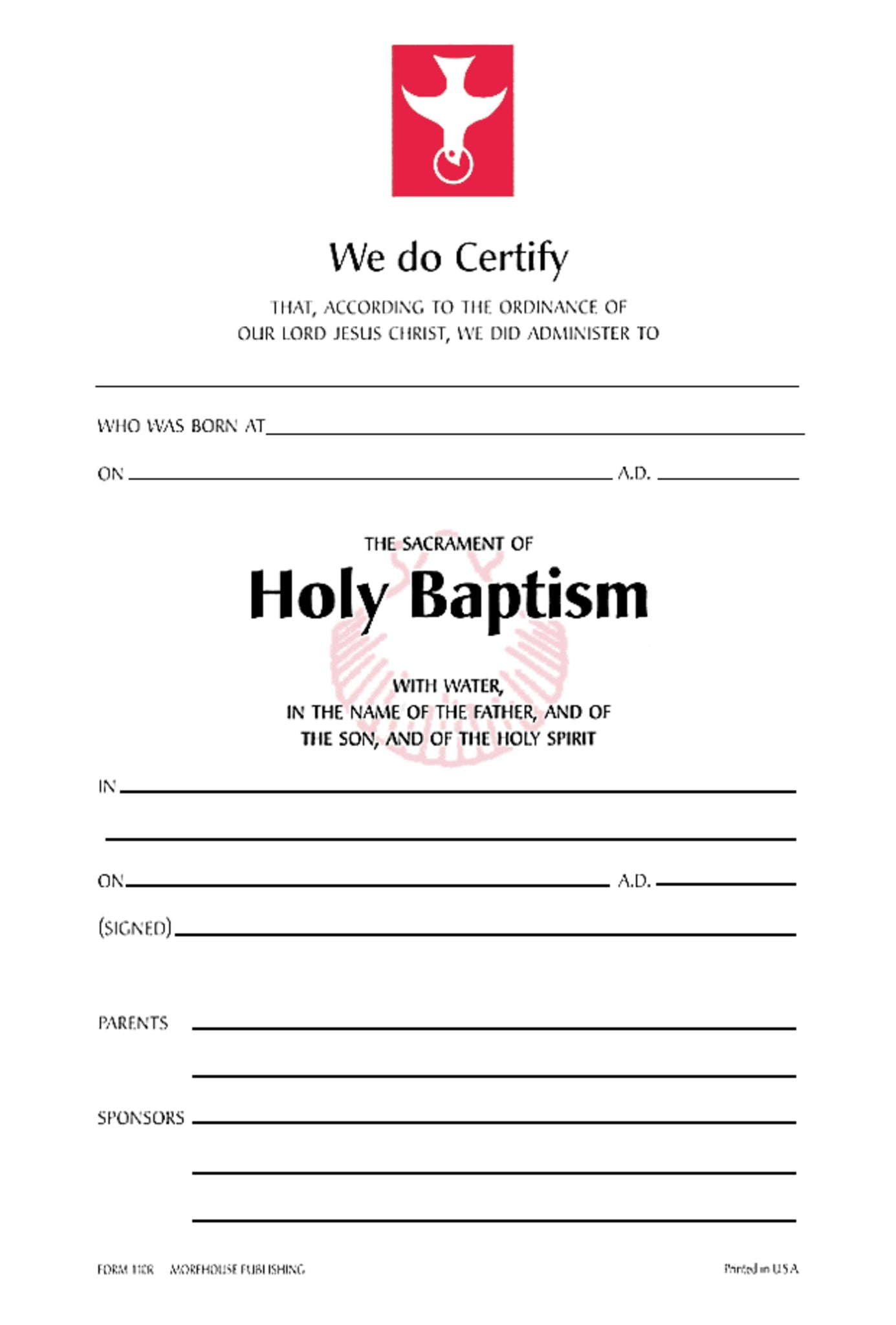 Baptism Certificate #110R