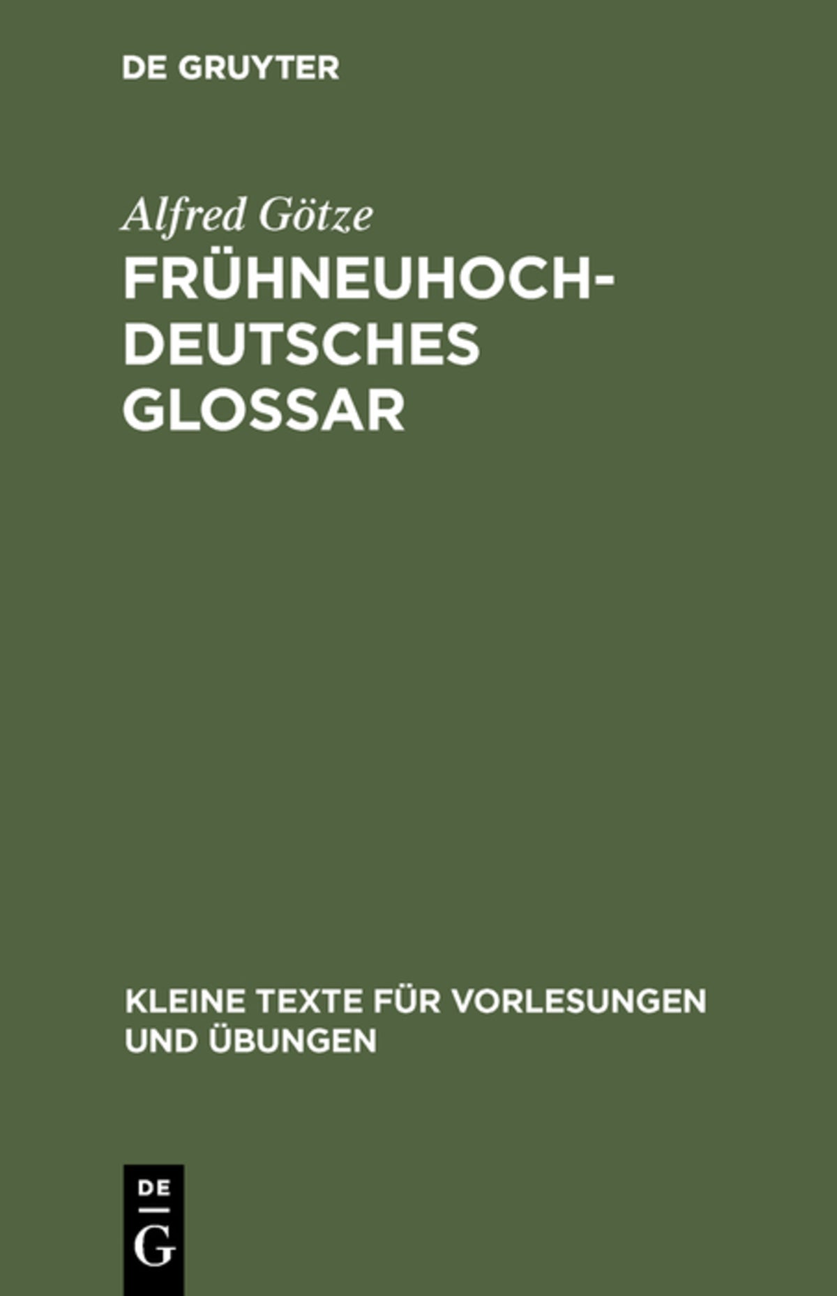 Cover image for Frühneuhochdeutsches Glossar ISBN 9783111000183