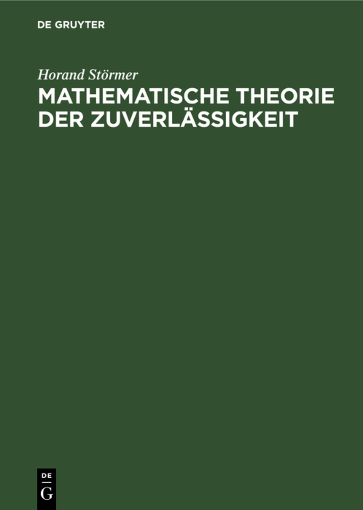 Cover image for Mathematische Theorie der Zuverlässigkeit ISBN 9783112645413