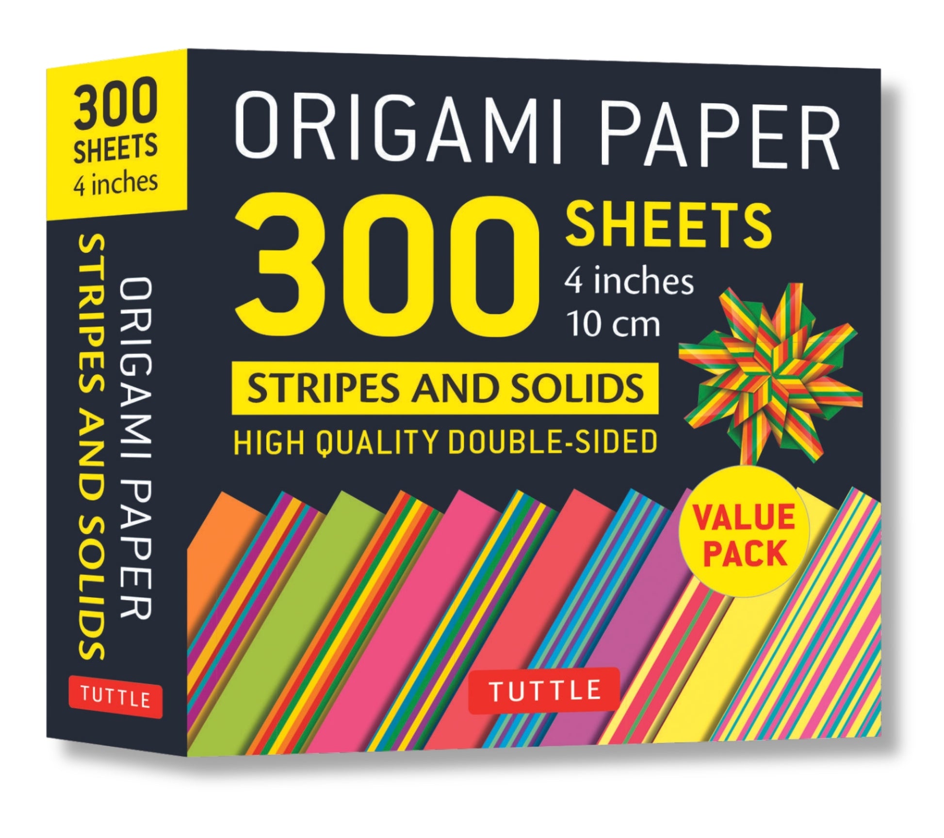 Origami Paper 300 sheets Stripes and Solids 4" (10 cm)