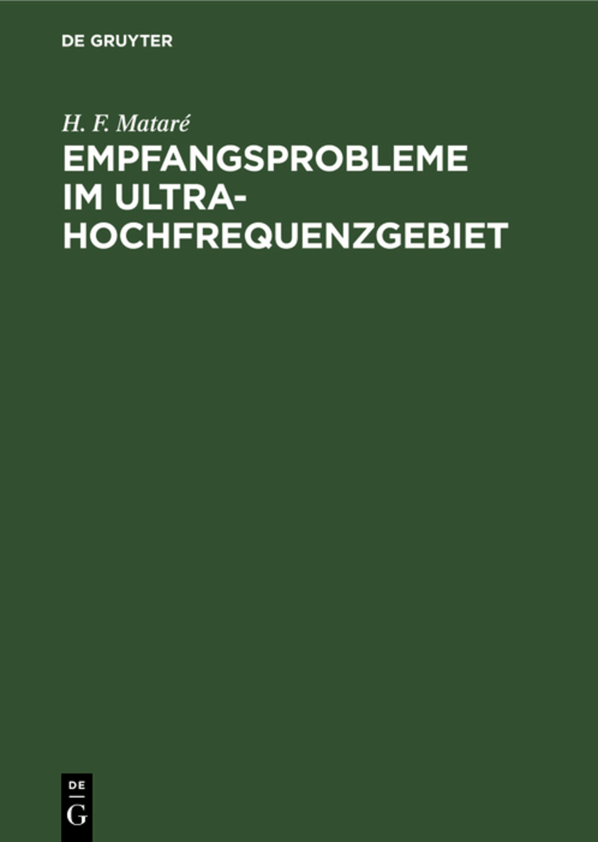 Empfangsprobleme im Ultrahochfrequenzgebiet