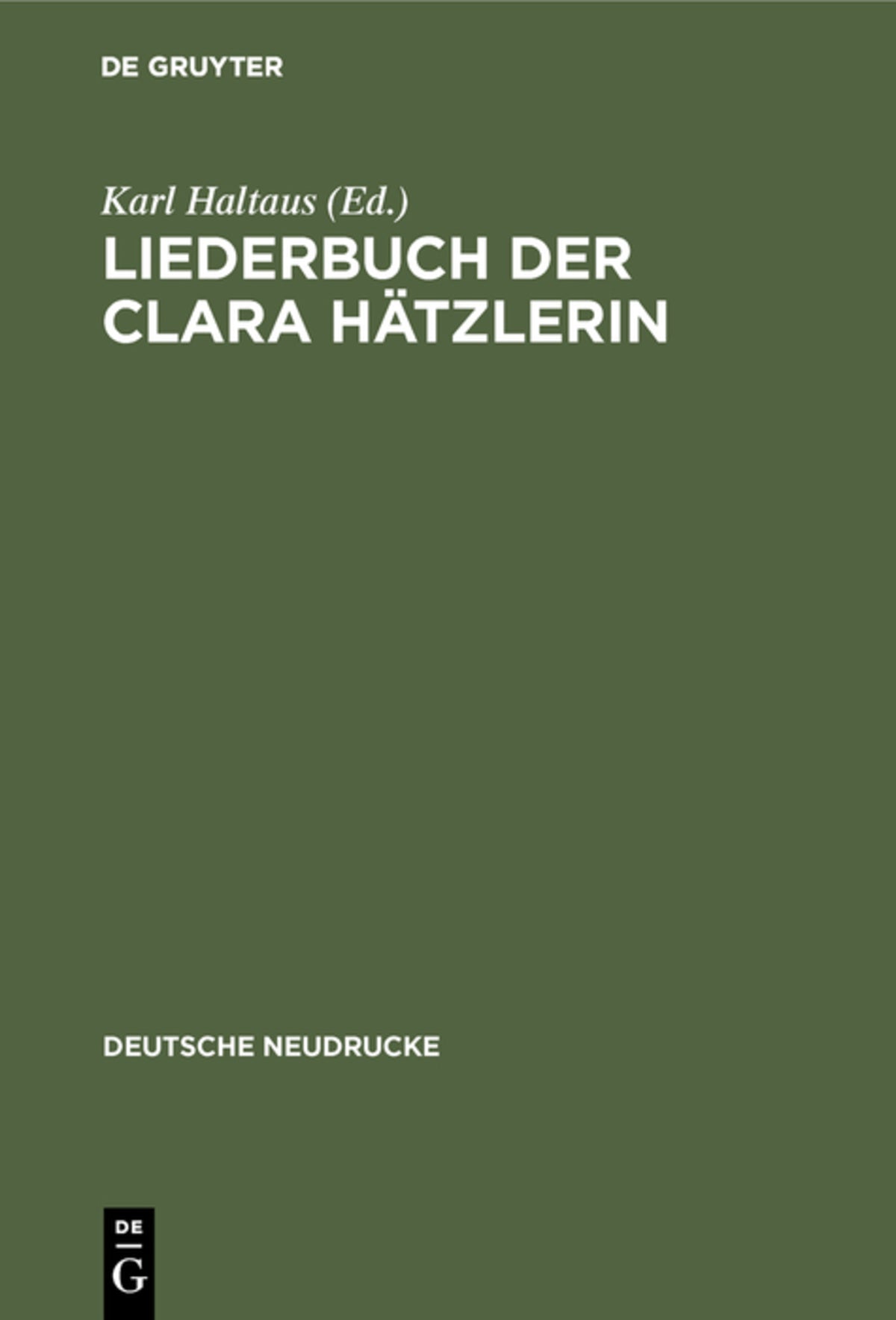 Cover image for Liederbuch der Clara Hätzlerin ISBN 9783110002591