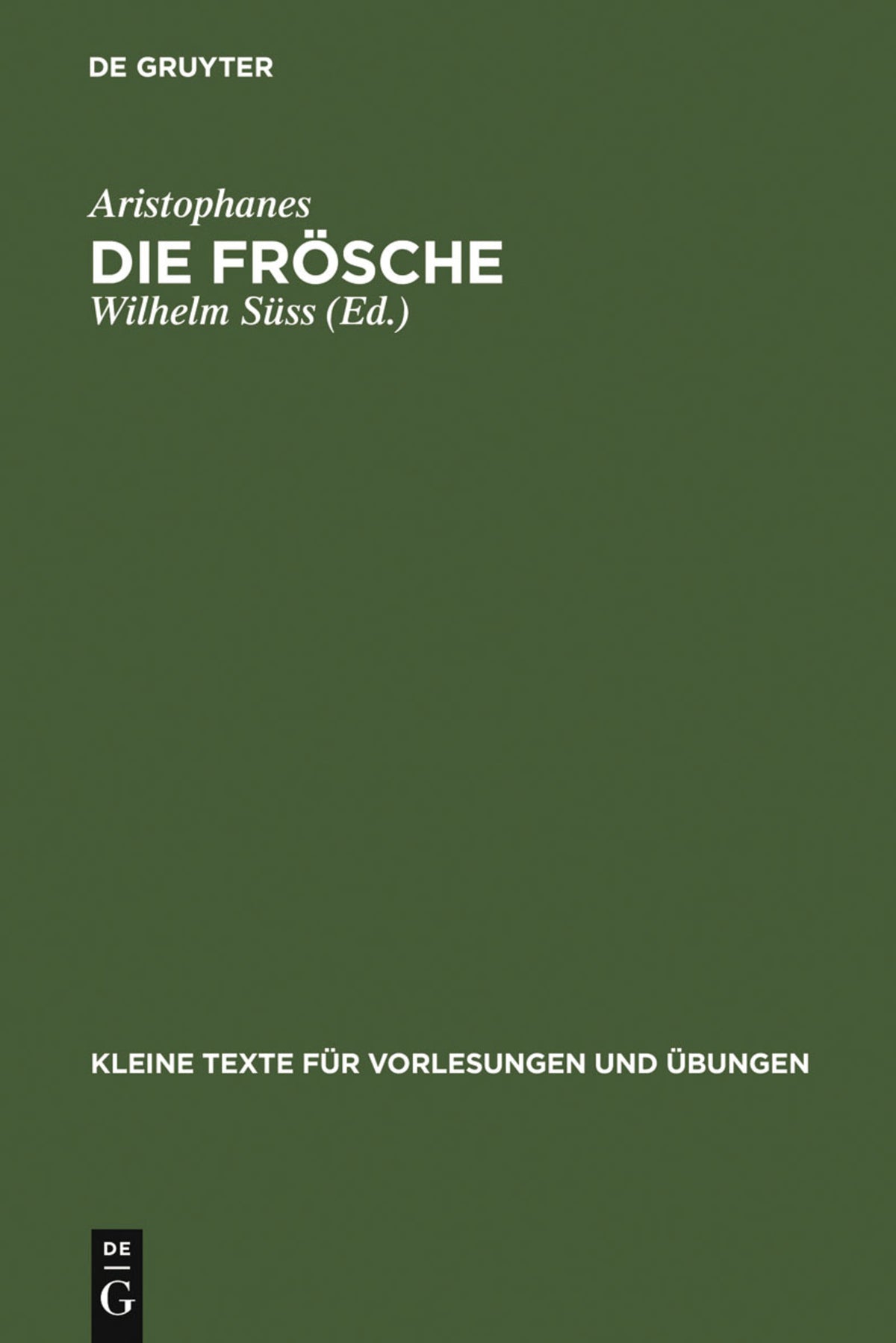 Cover image for Die Frösche ISBN 9783110013320