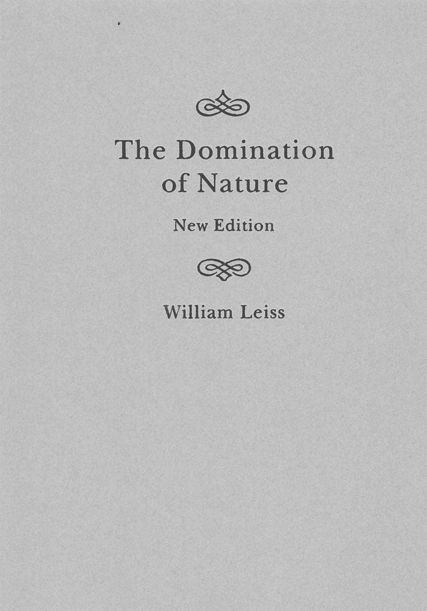 Cover image for The Domination of Nature ISBN 9780228017240