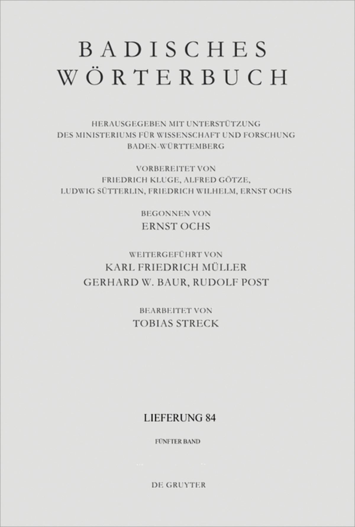 Badisches Wörterbuch. Band V/Lieferung 84