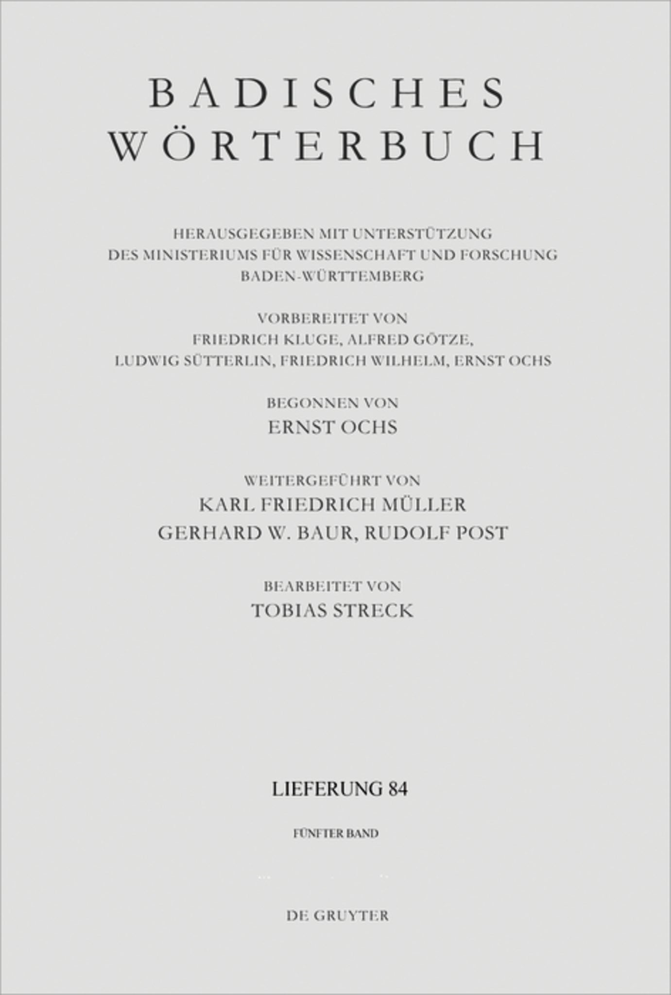 Badisches Wörterbuch. Band V/Lieferung 84