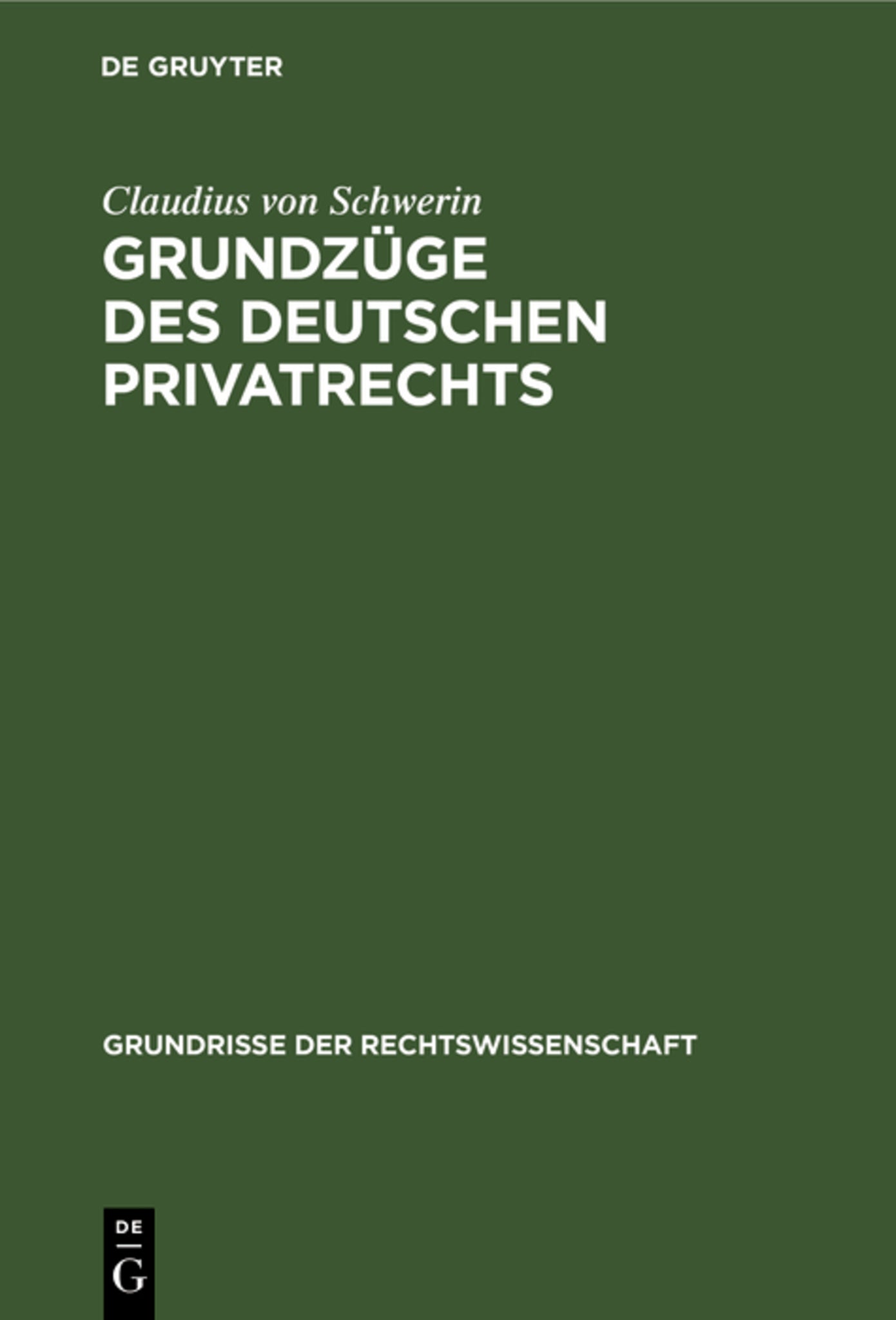 Cover image for Grundzüge des deutschen Privatrechts ISBN 9783112350935