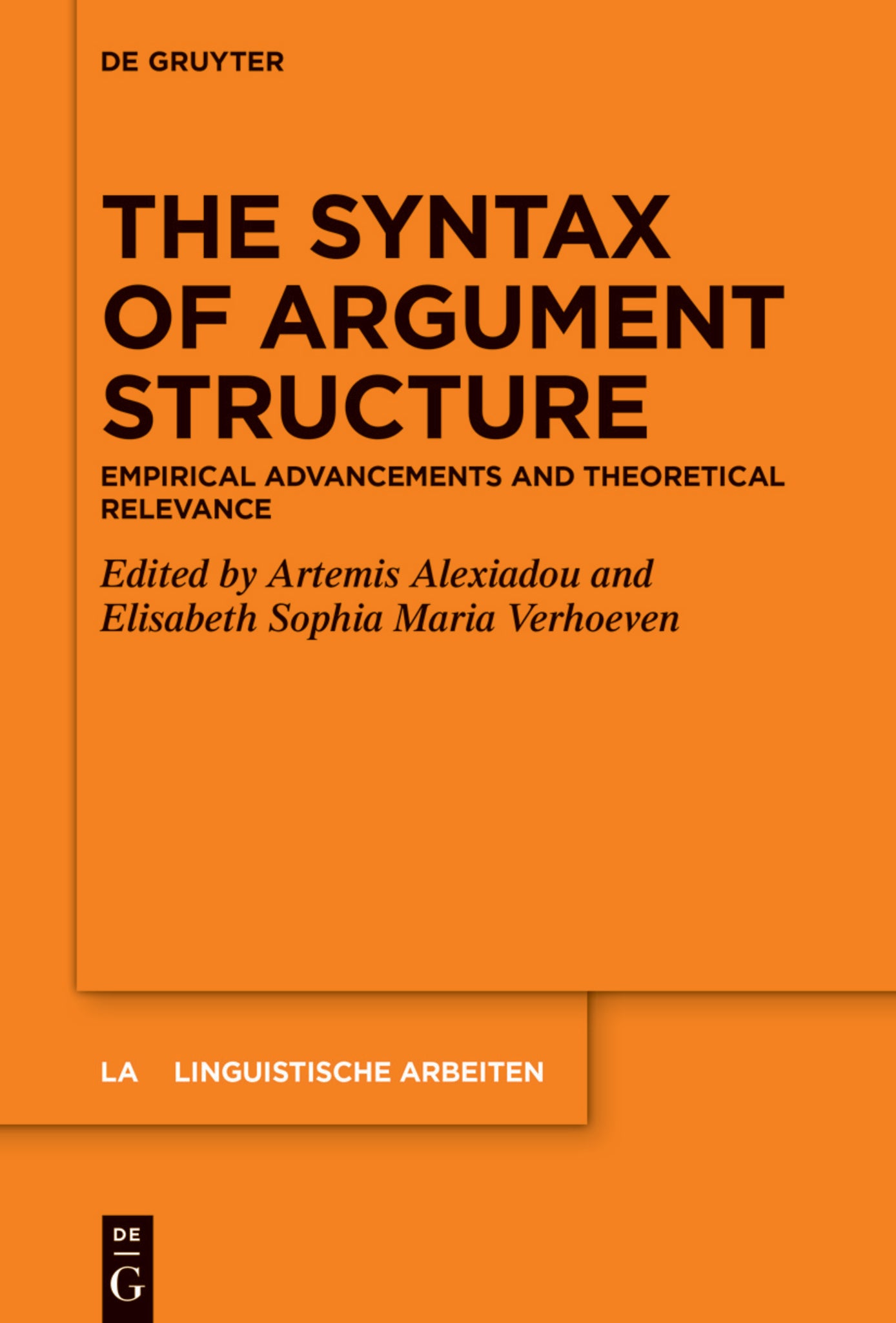 The Syntax of Argument Structure