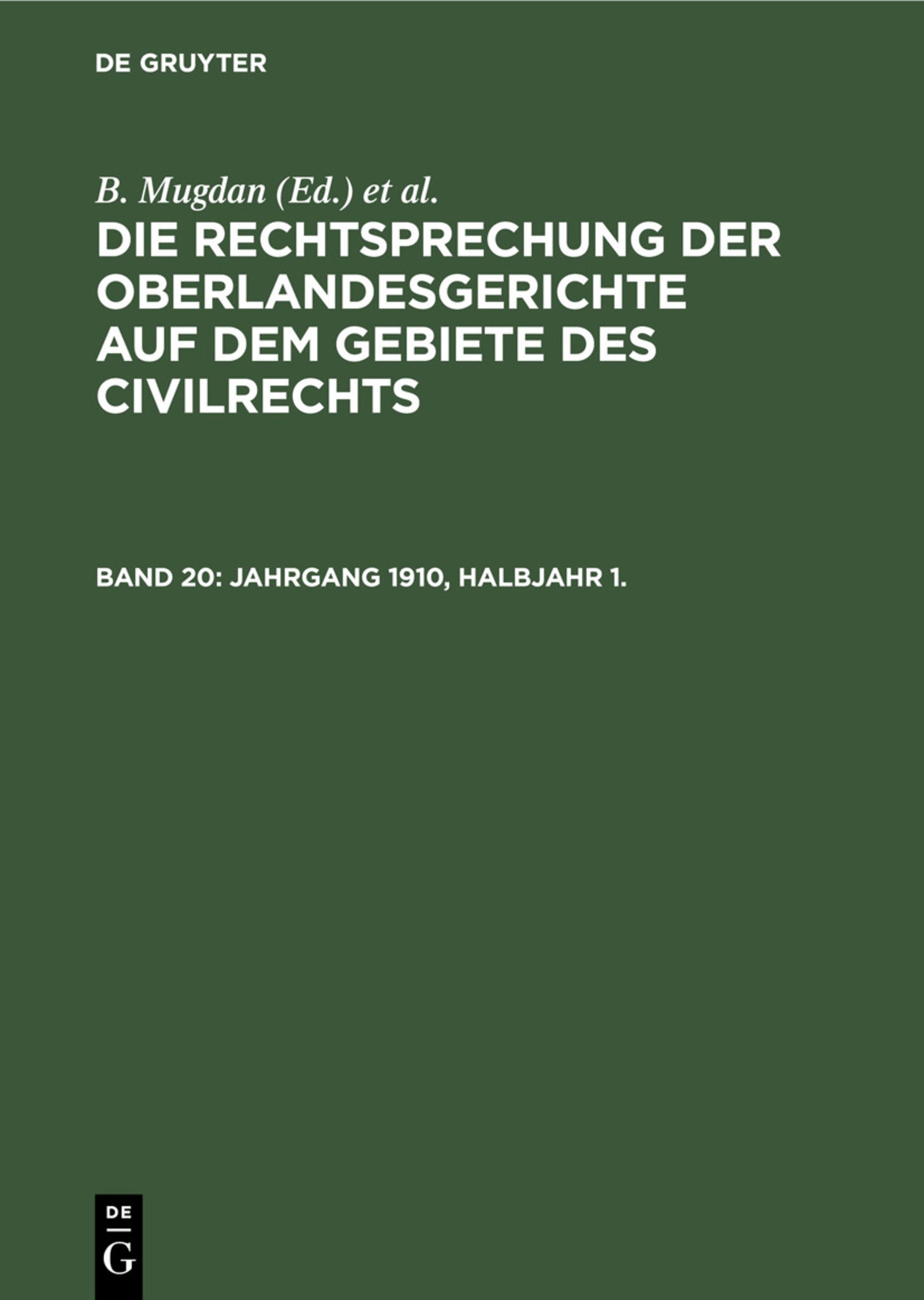 Jahrgang 1910, Halbjahr 1.