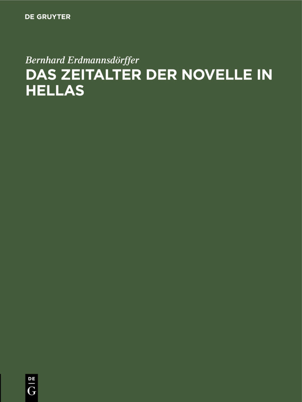 Cover image for Das Zeitalter der Novelle in Hellas ISBN 9783111216348