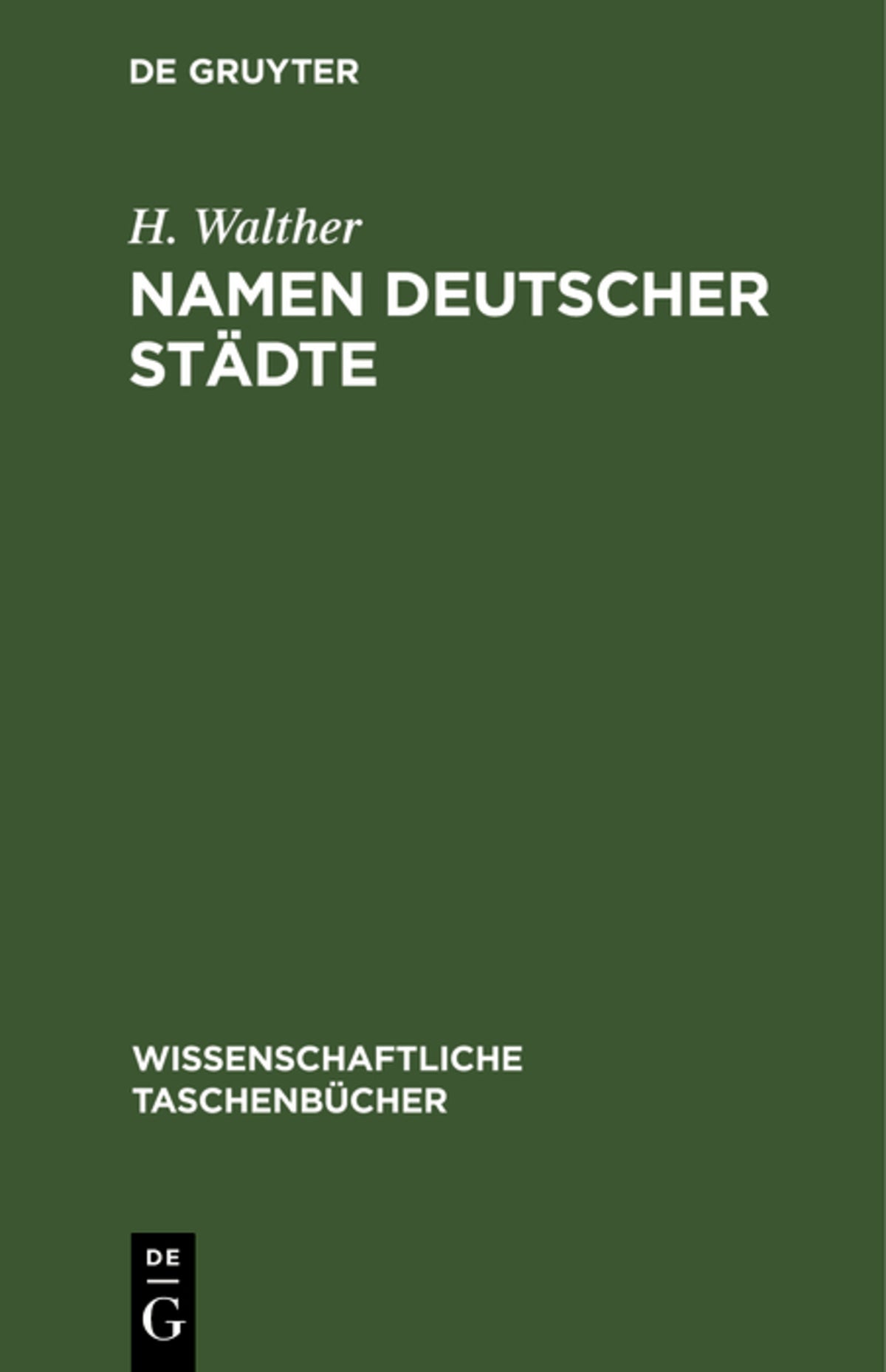 Cover image for Namen deutscher Städte ISBN 9783112525999