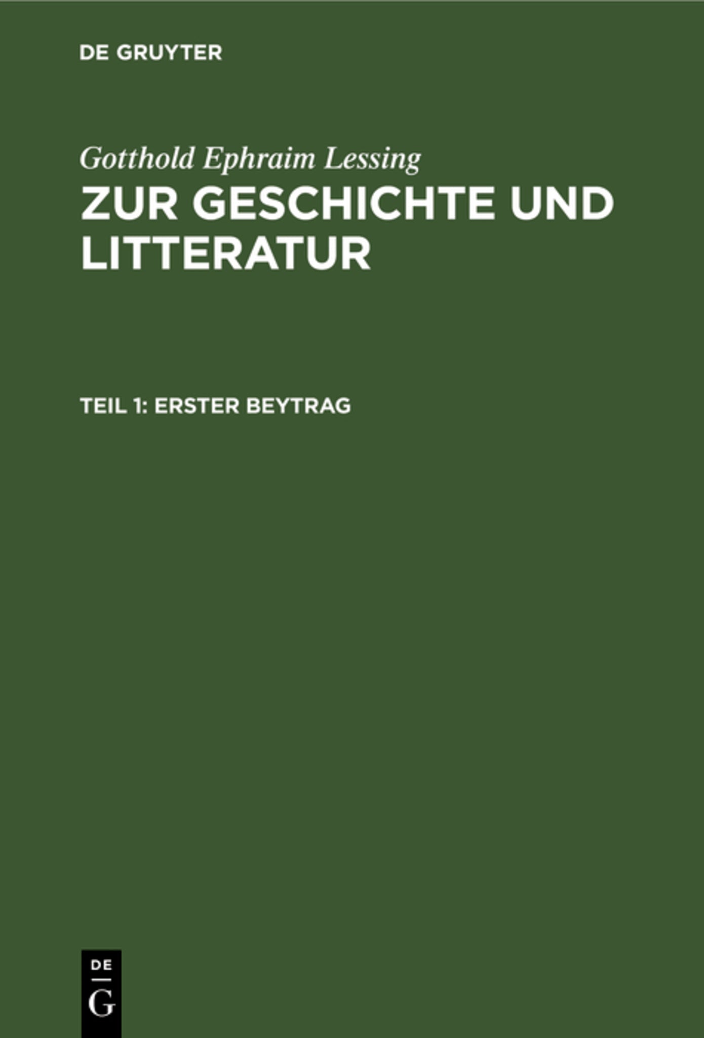 Erster Beytrag