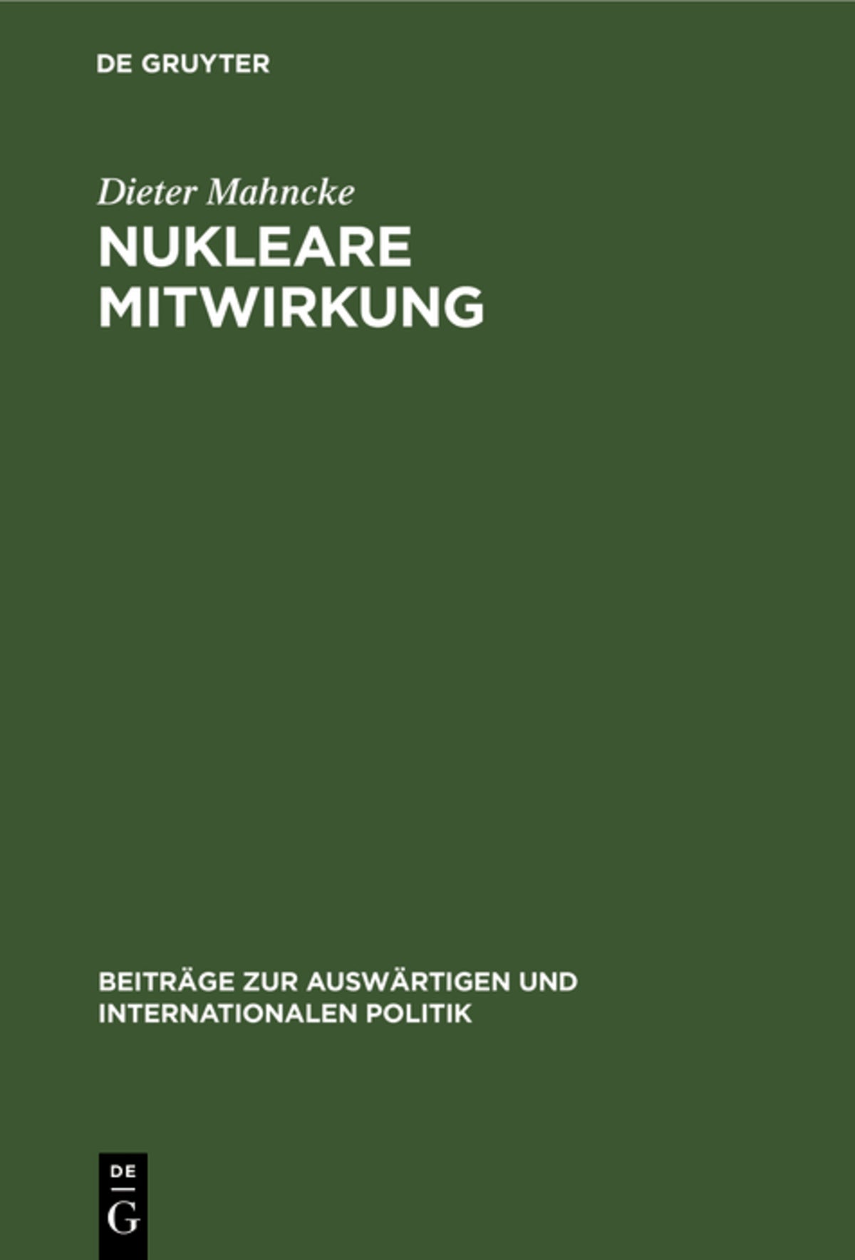 Cover image for Nukleare Mitwirkung ISBN 9783110018202
